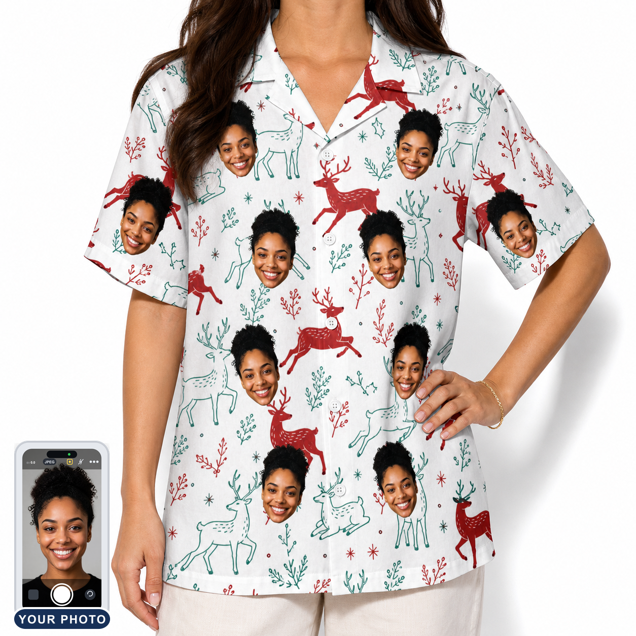 Women's Prancer Pranks Custom Face Hawaiian Shirt