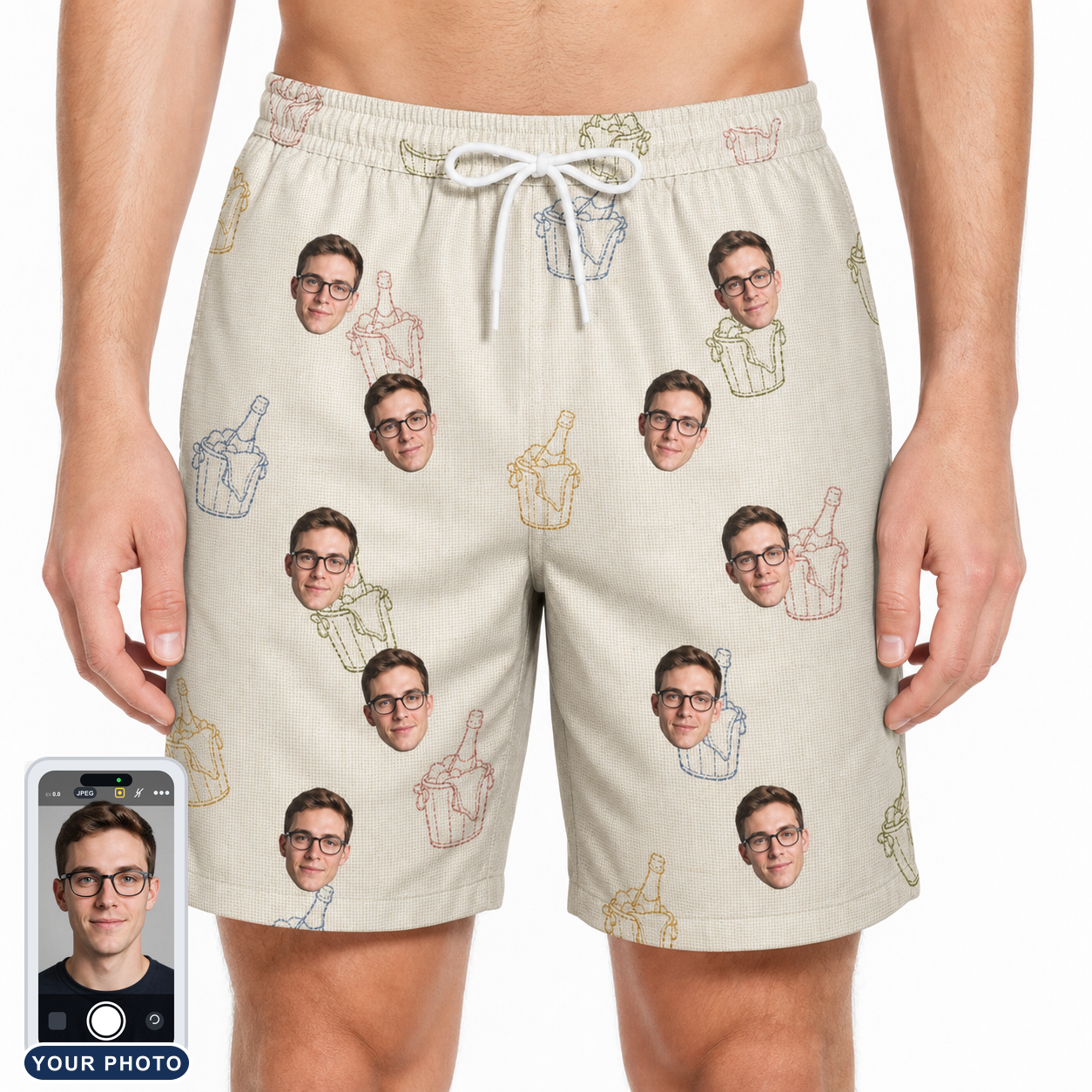 Men's Toast Tiaras Custom Face Beach Shorts