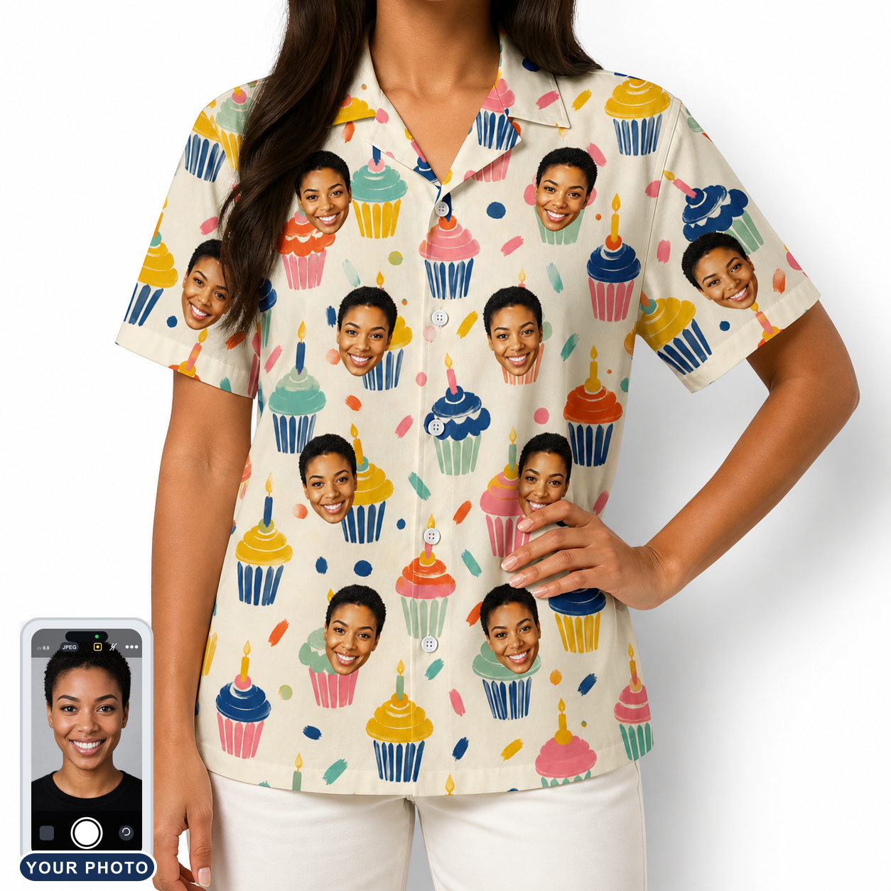 Women's Sweet Stackers Custom Face Hawaiian Shirt