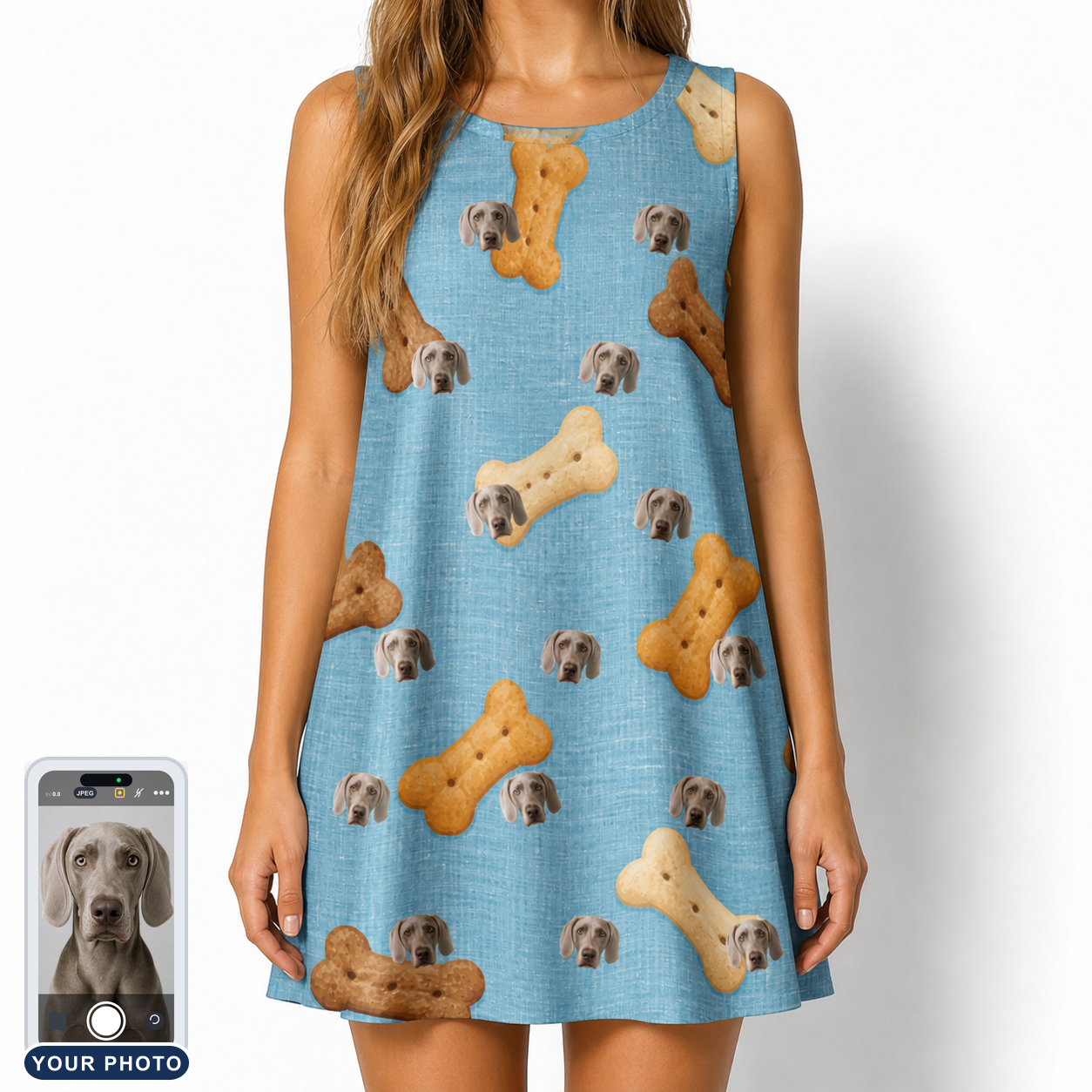 Women's Mutt Munchies Custom Dog Face Tank Dress