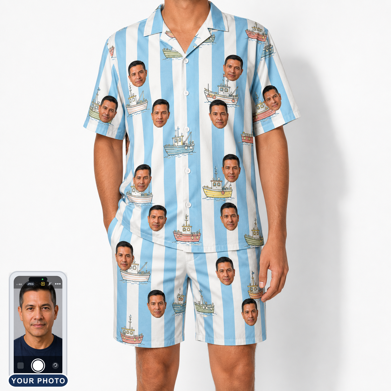 Men's Dockside Drifters Custom Face Shirt & Shorts Set