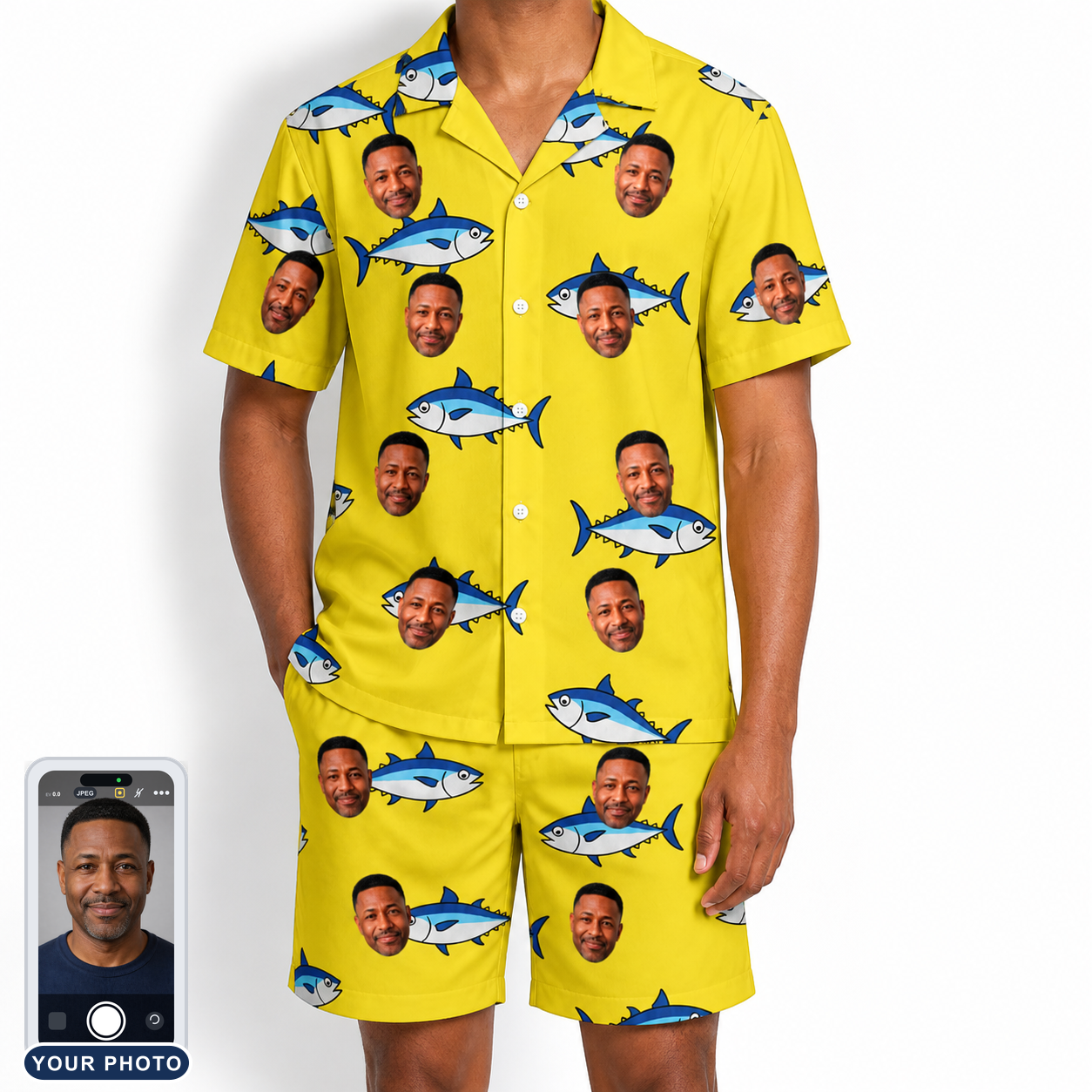 Men's Bluefin Banter Custom Face Shirt & Shorts Set