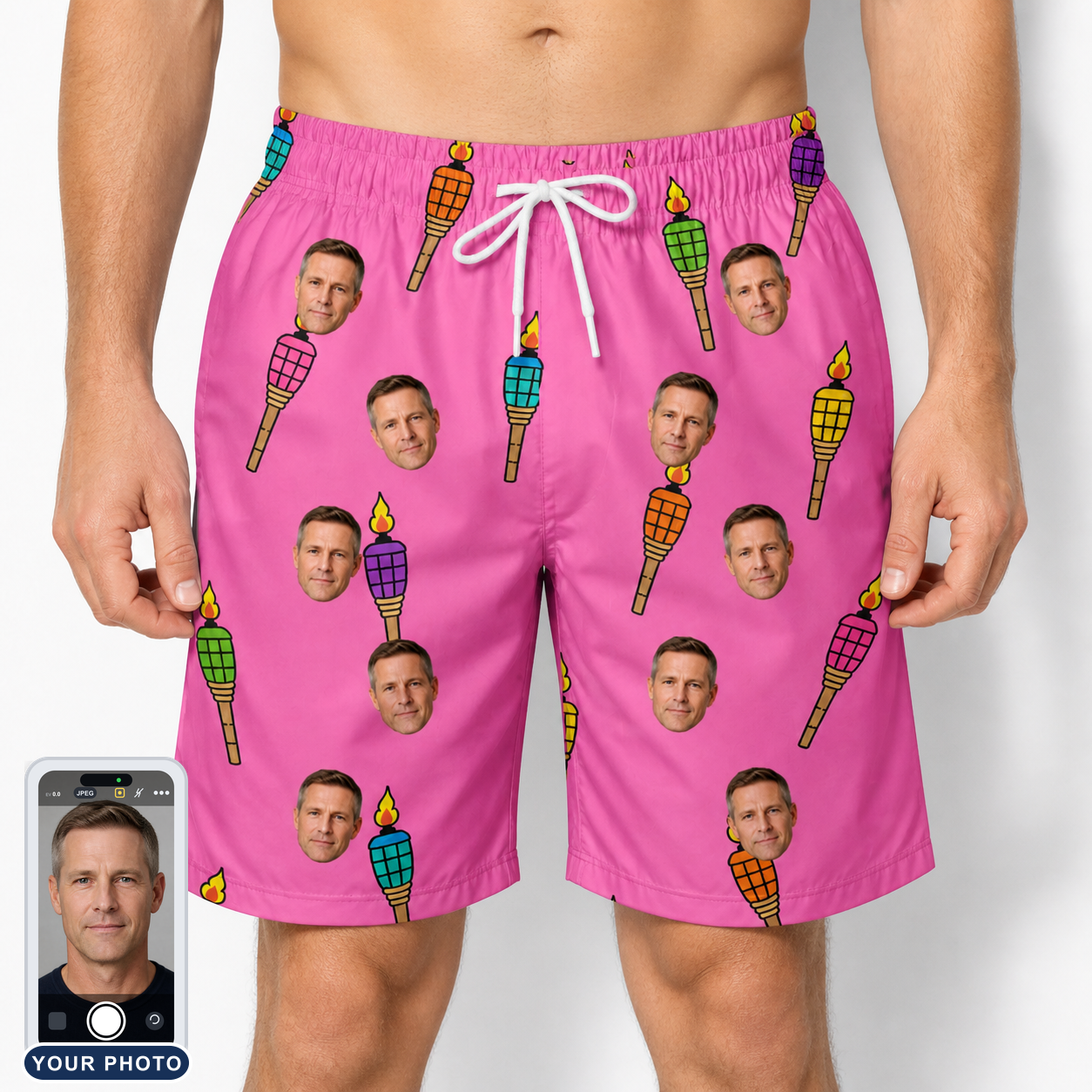 Men's Vintage Volcano Custom Face Beach Shorts