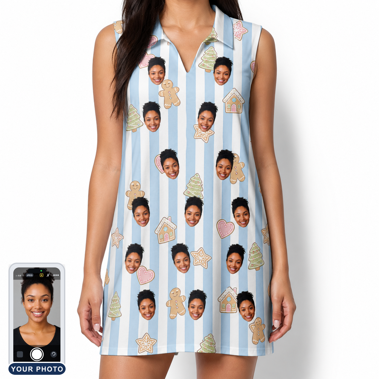Women's Spice Sprites Custom Face V-Neck Dress