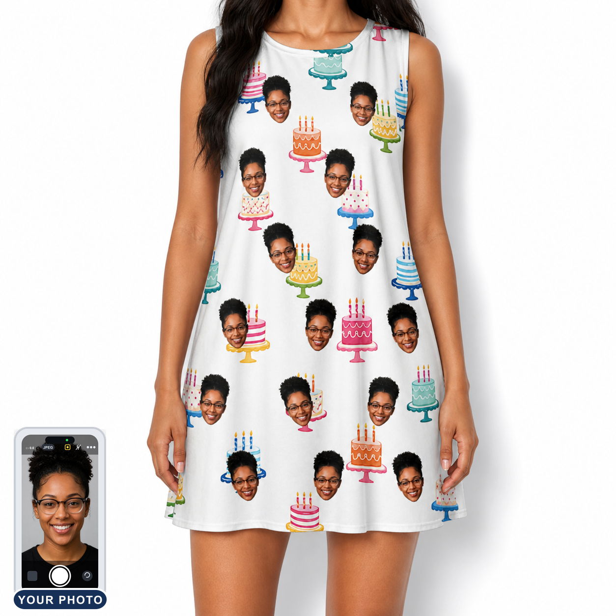 Women's Cake Craze Custom Face Tank Dress