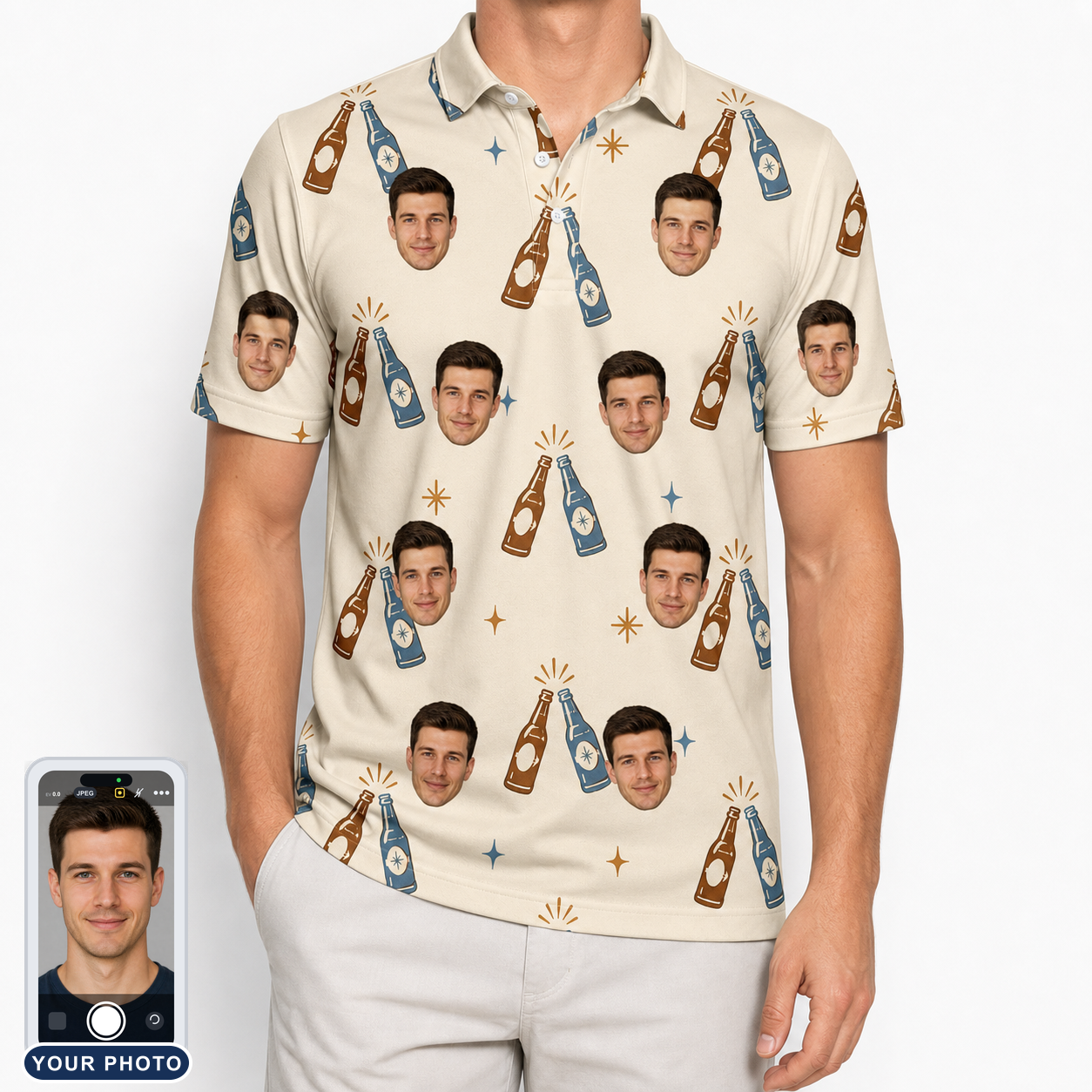Men's Vow Vino Custom Face Polo Shirt