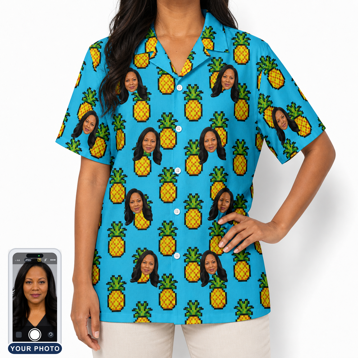 Women's Pineapple Pals Custom Face Hawaiian Shirt