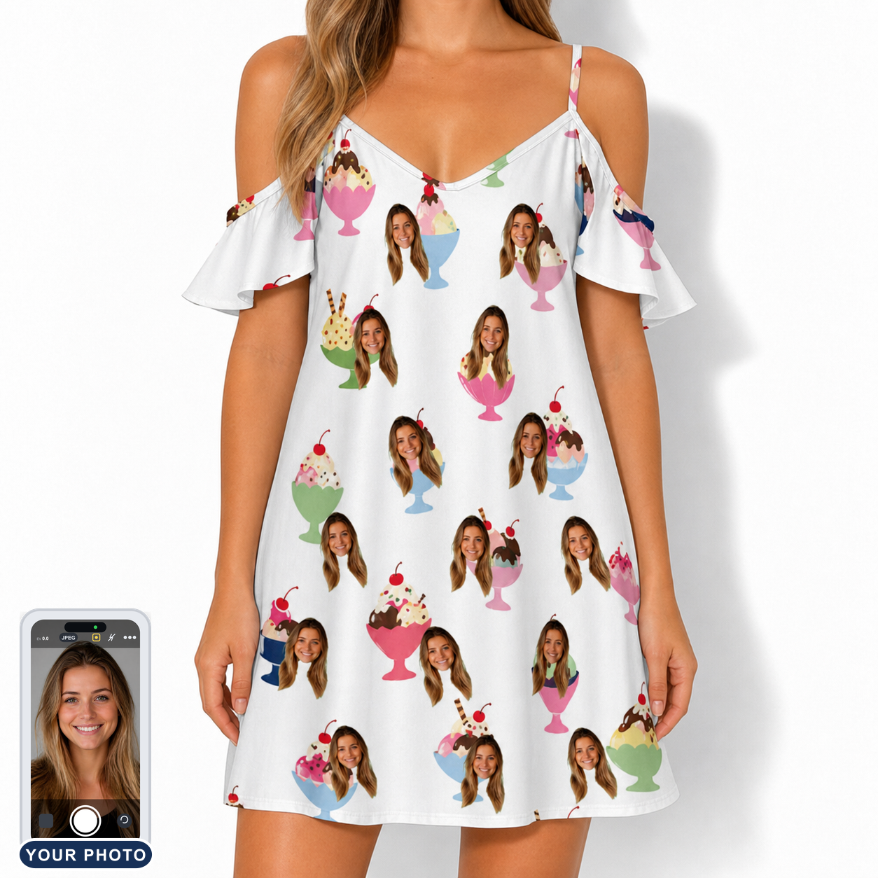 Women's Wishful Scoops Custom Face Off-Shoulder Dress