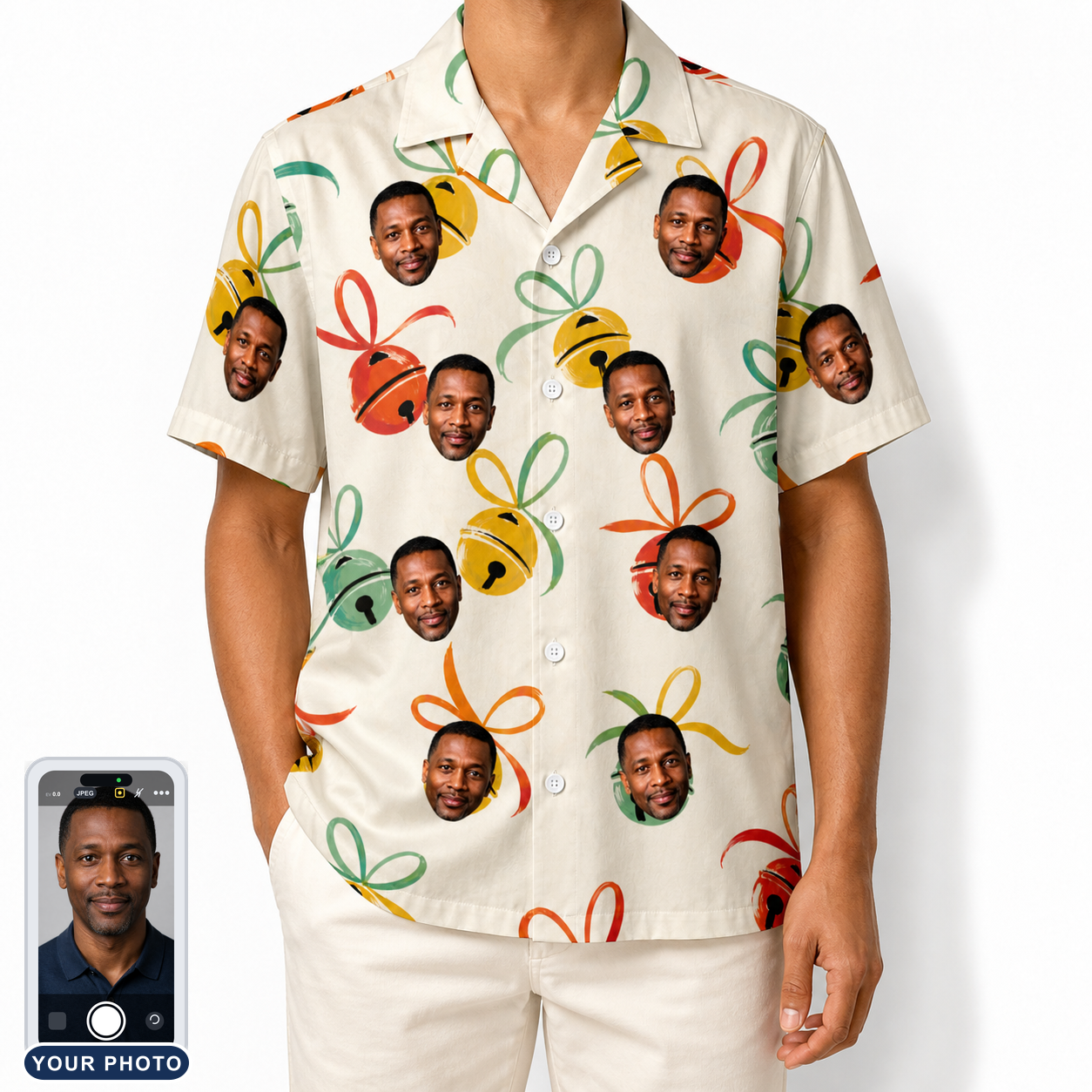 Men's Sleigh Bells Custom Face Hawaiian Shirt