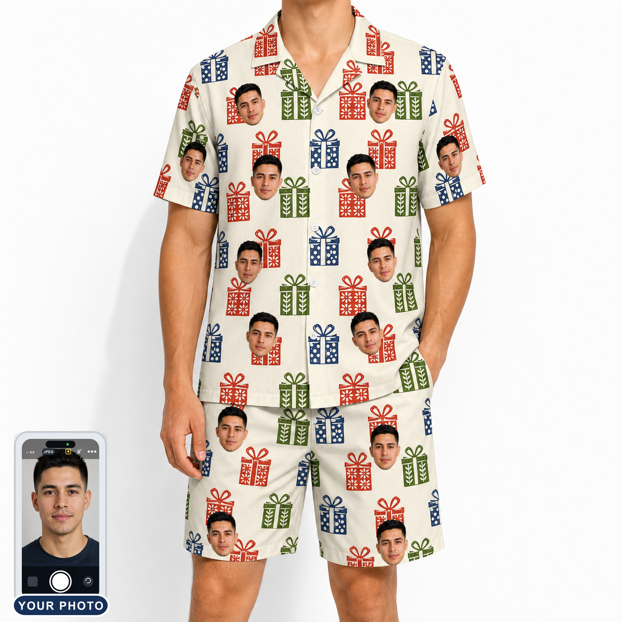 Men's Cheery Crates Custom Face Shirt & Shorts Set