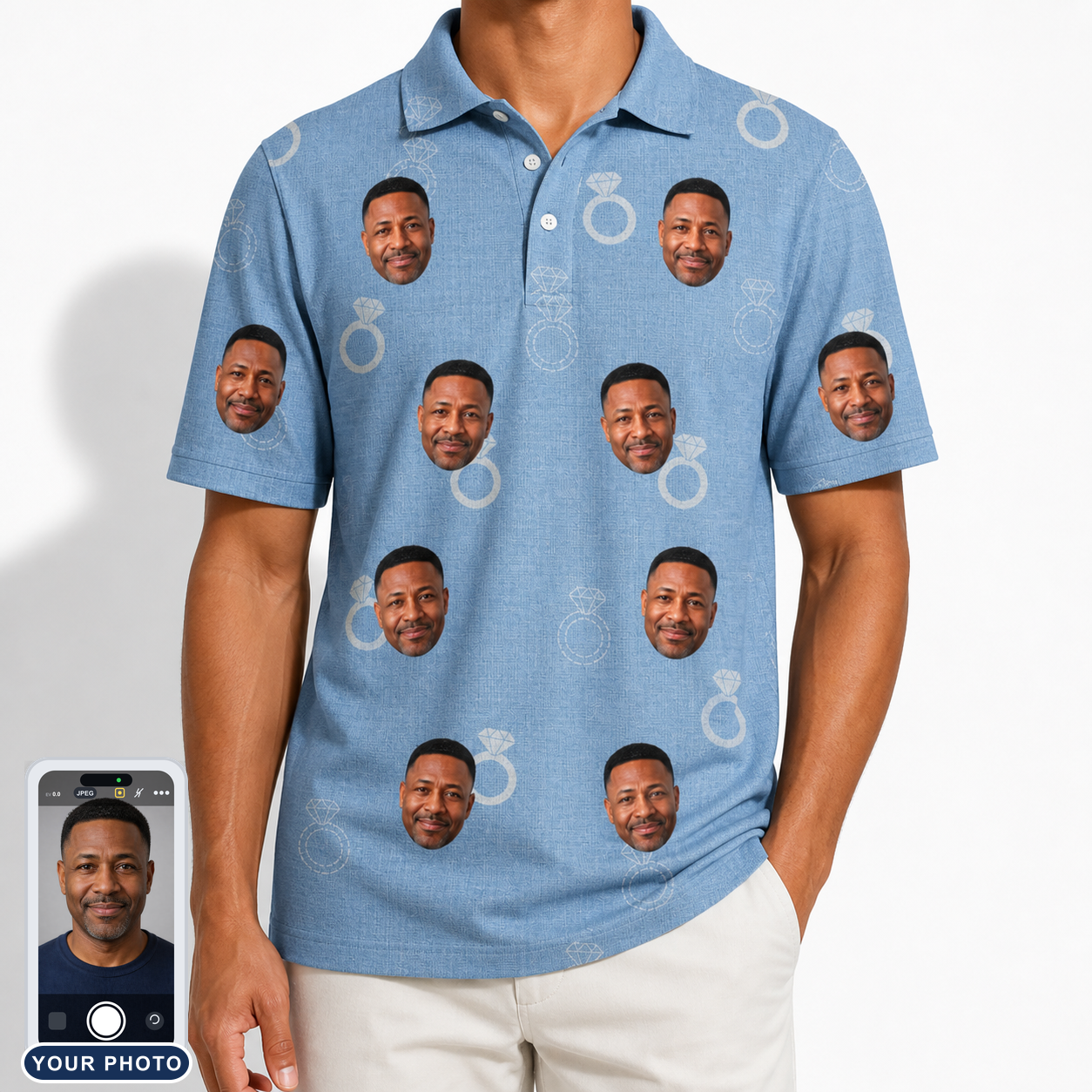 Men's Carat Chaos Custom Face Polo Shirt