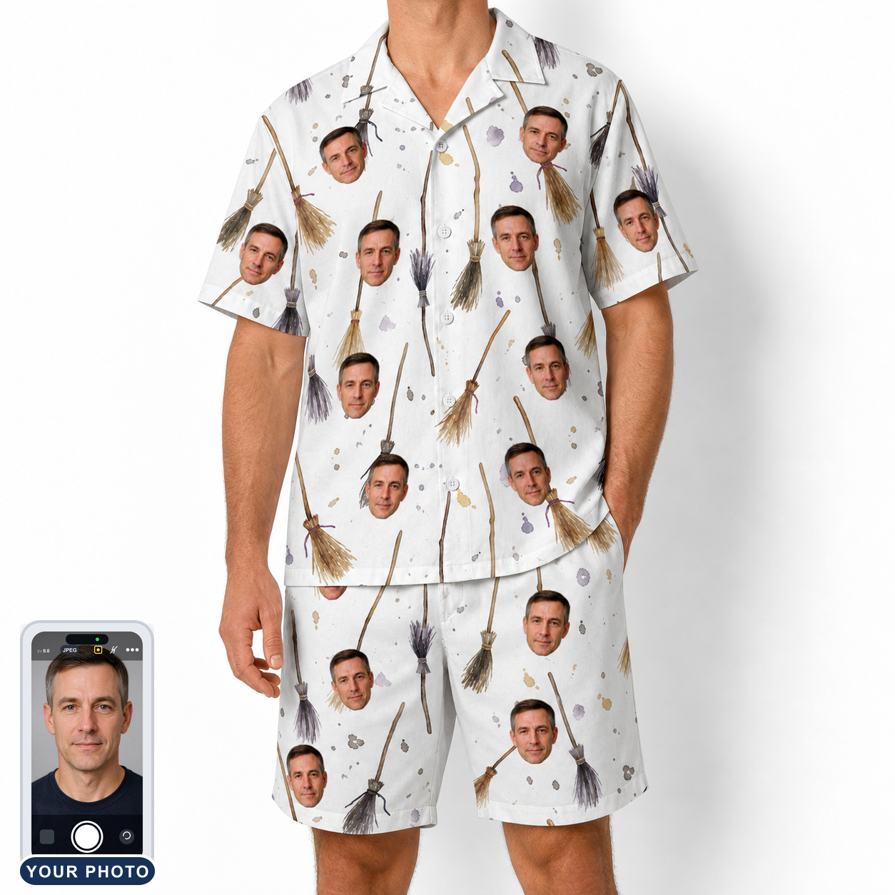 Men's Cackle Commuters Custom Face Shirt & Shorts Set