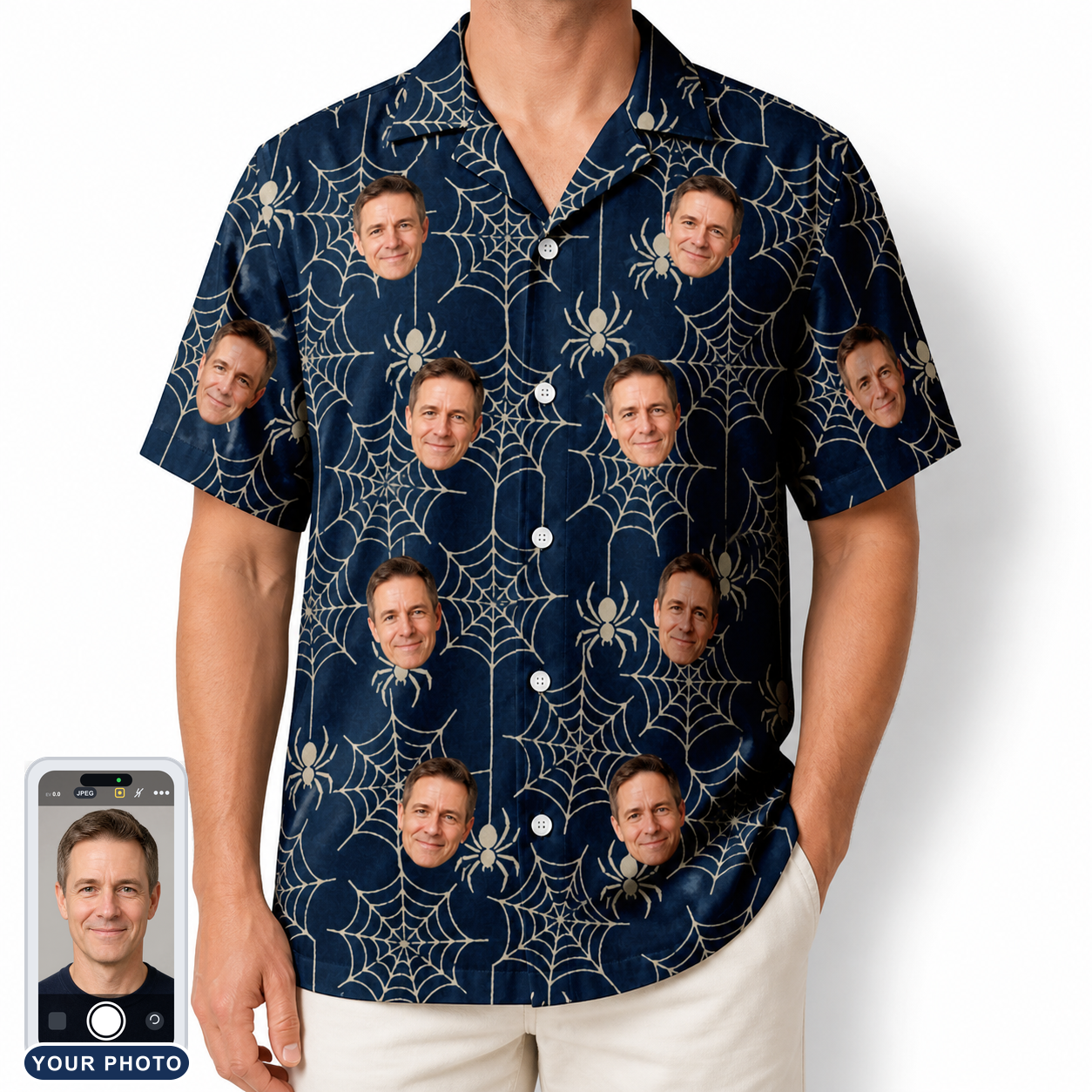 Men's Grim Gridwork Custom Face Hawaiian Shirt