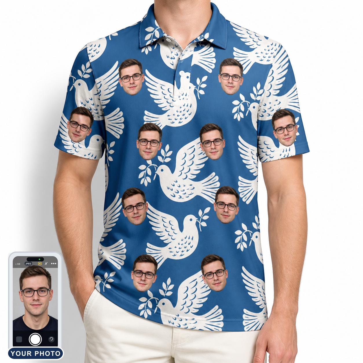 Men's Pearlwing Promise Custom Face Polo Shirt