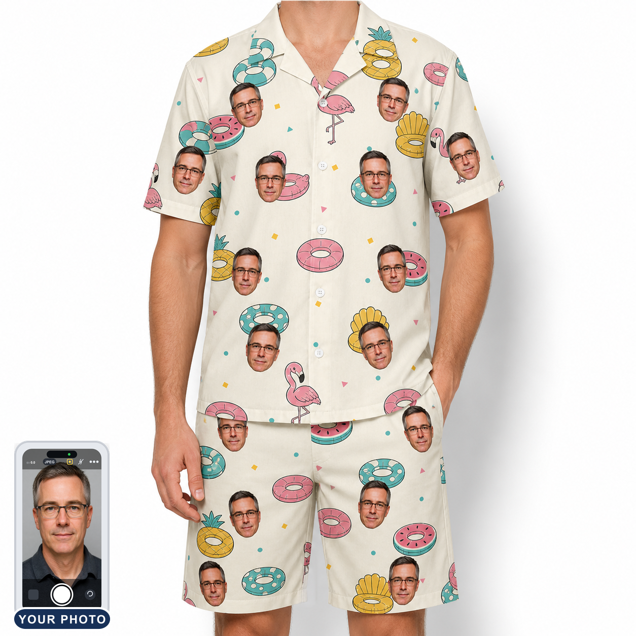 Men's Rosy Rafties Custom Face Shirt & Shorts Set