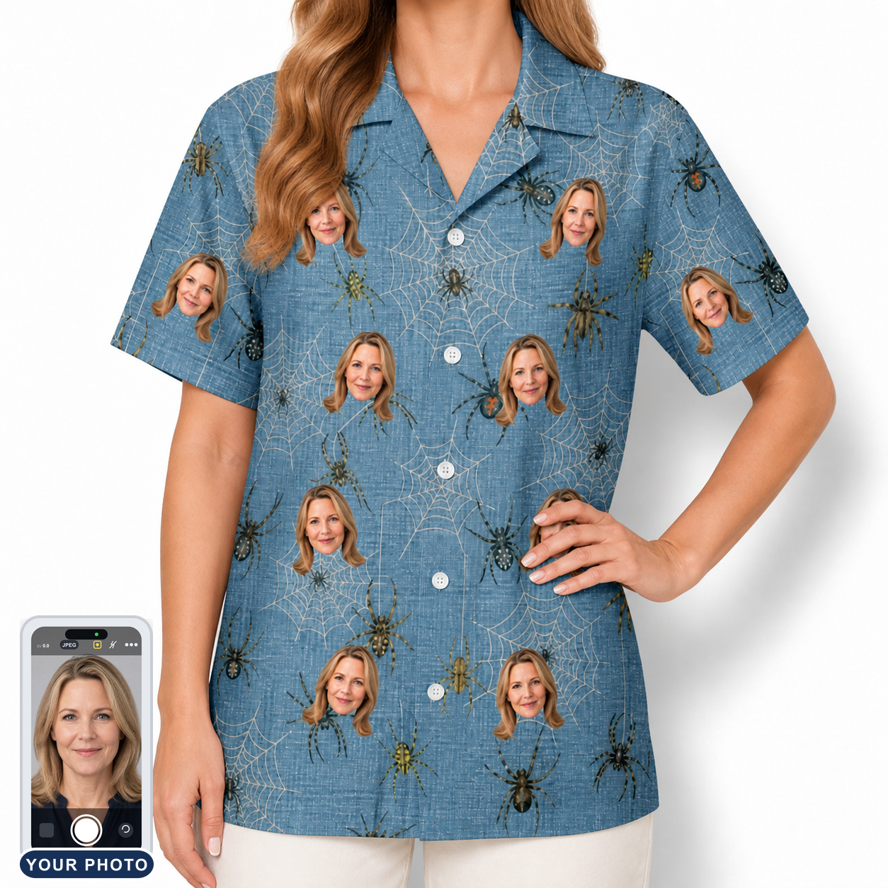 Women's Scuttle Sideshow Custom Face Hawaiian Shirt