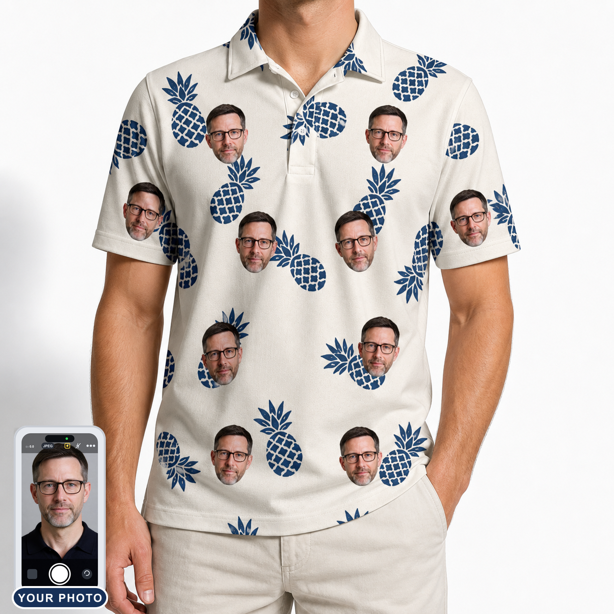 Men's Golden Getaway Custom Face Polo Shirt