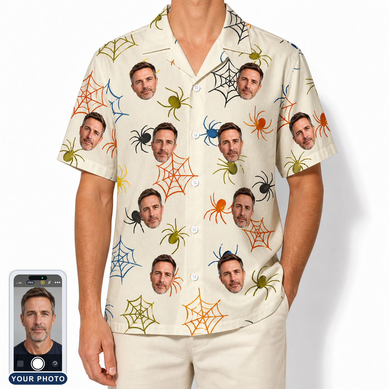 Men's Creepy Crawlers Custom Face Hawaiian Shirt