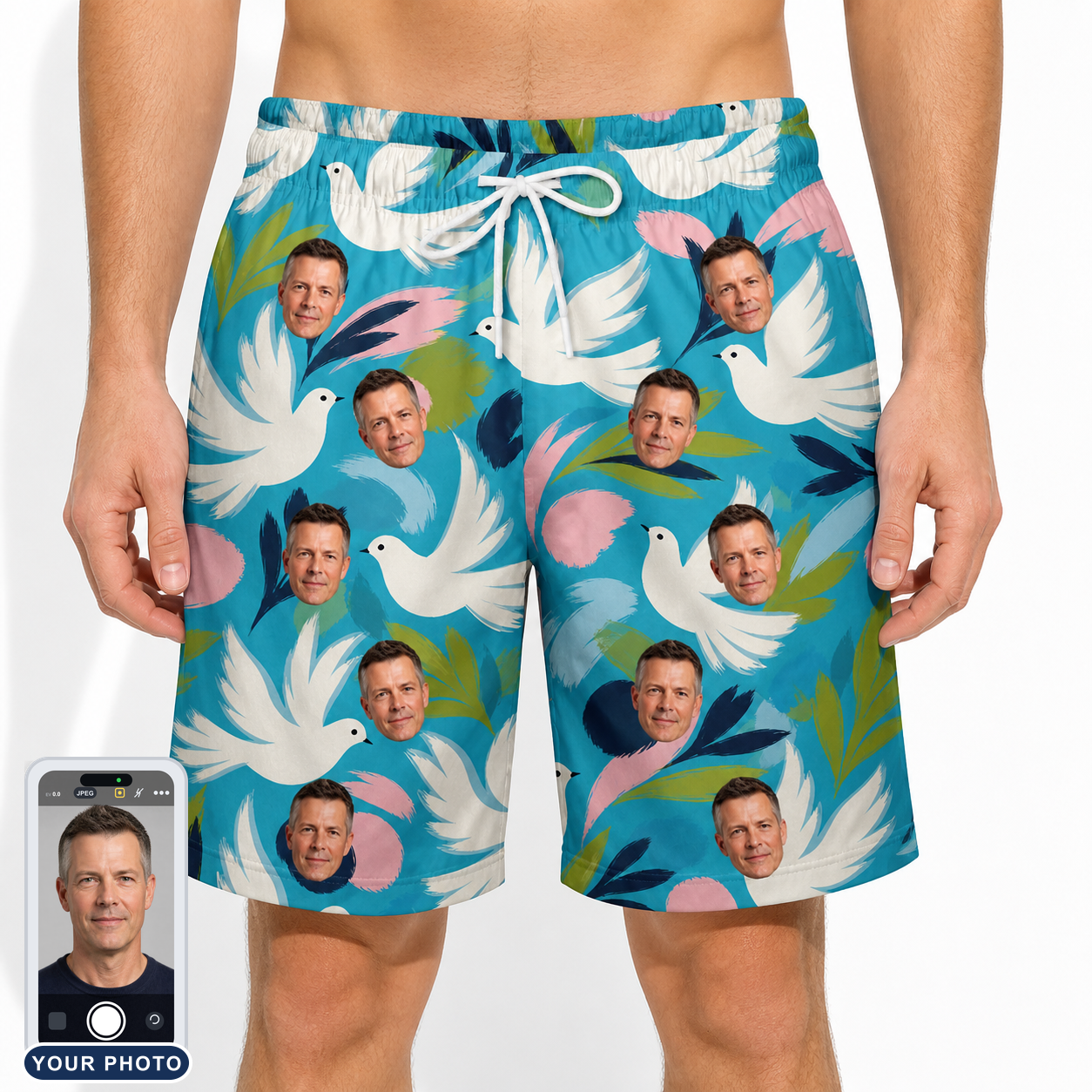 Men's Altar Aviary Custom Face Beach Shorts