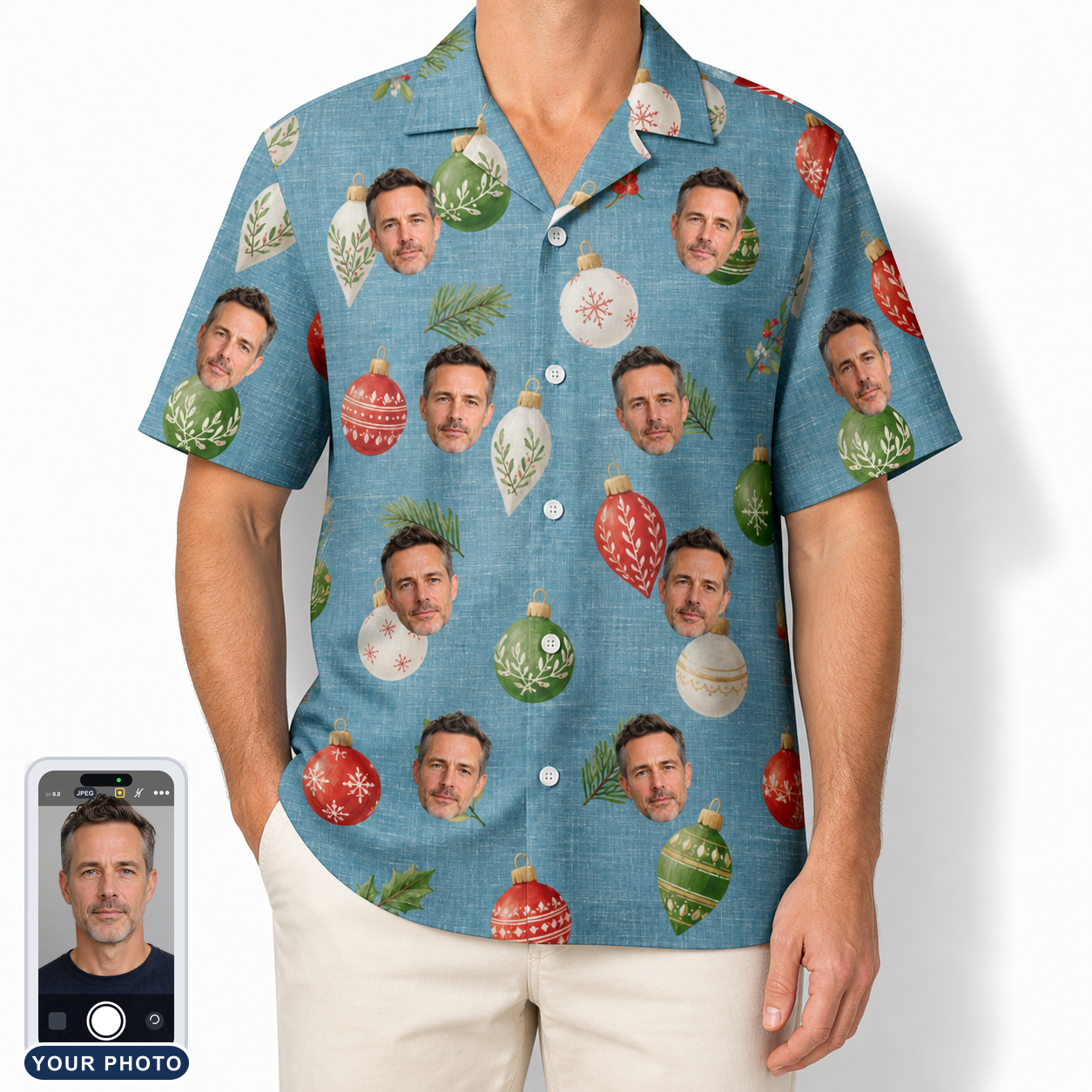 Men's Glimmer Globes Custom Face Hawaiian Shirt