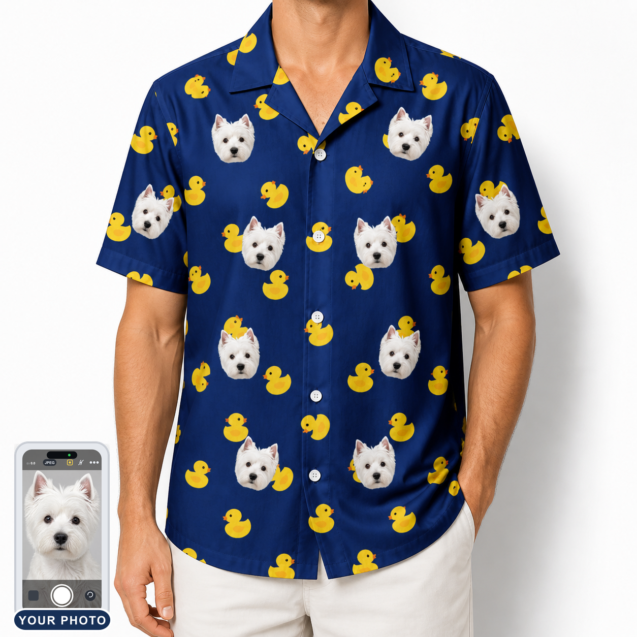 Men's Quack Pack Custom Dog Face Hawaiian Shirt