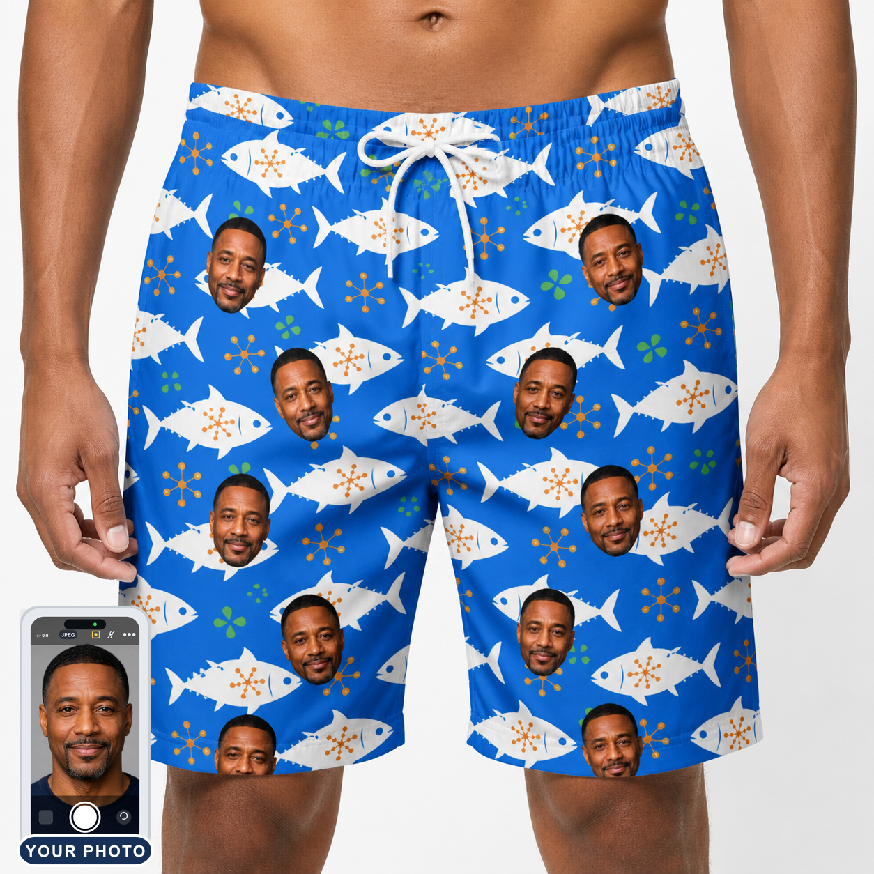 Men's Tuna Trawl Custom Face Beach Shorts