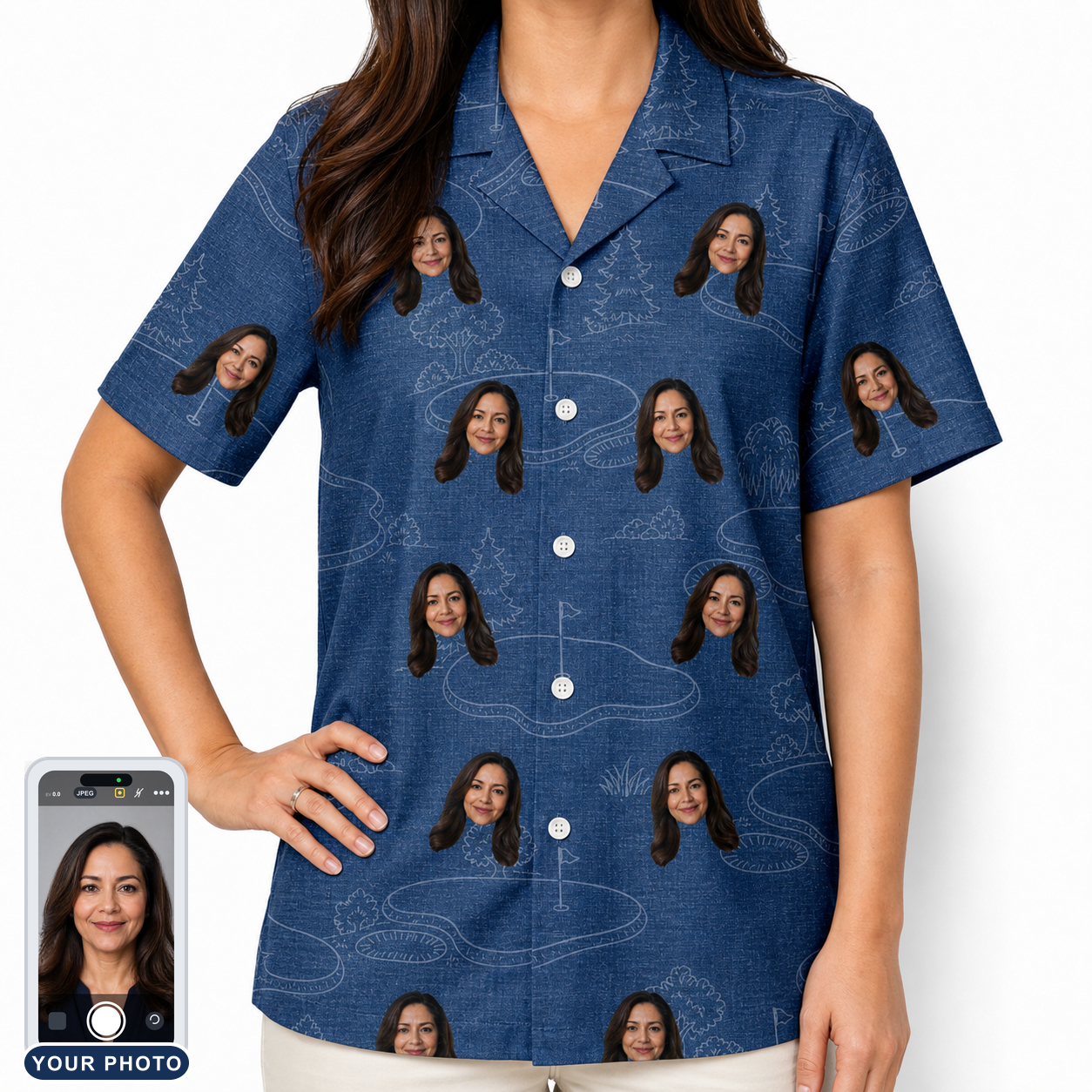 Women's Putt Pursuit Custom Face Hawaiian Shirt