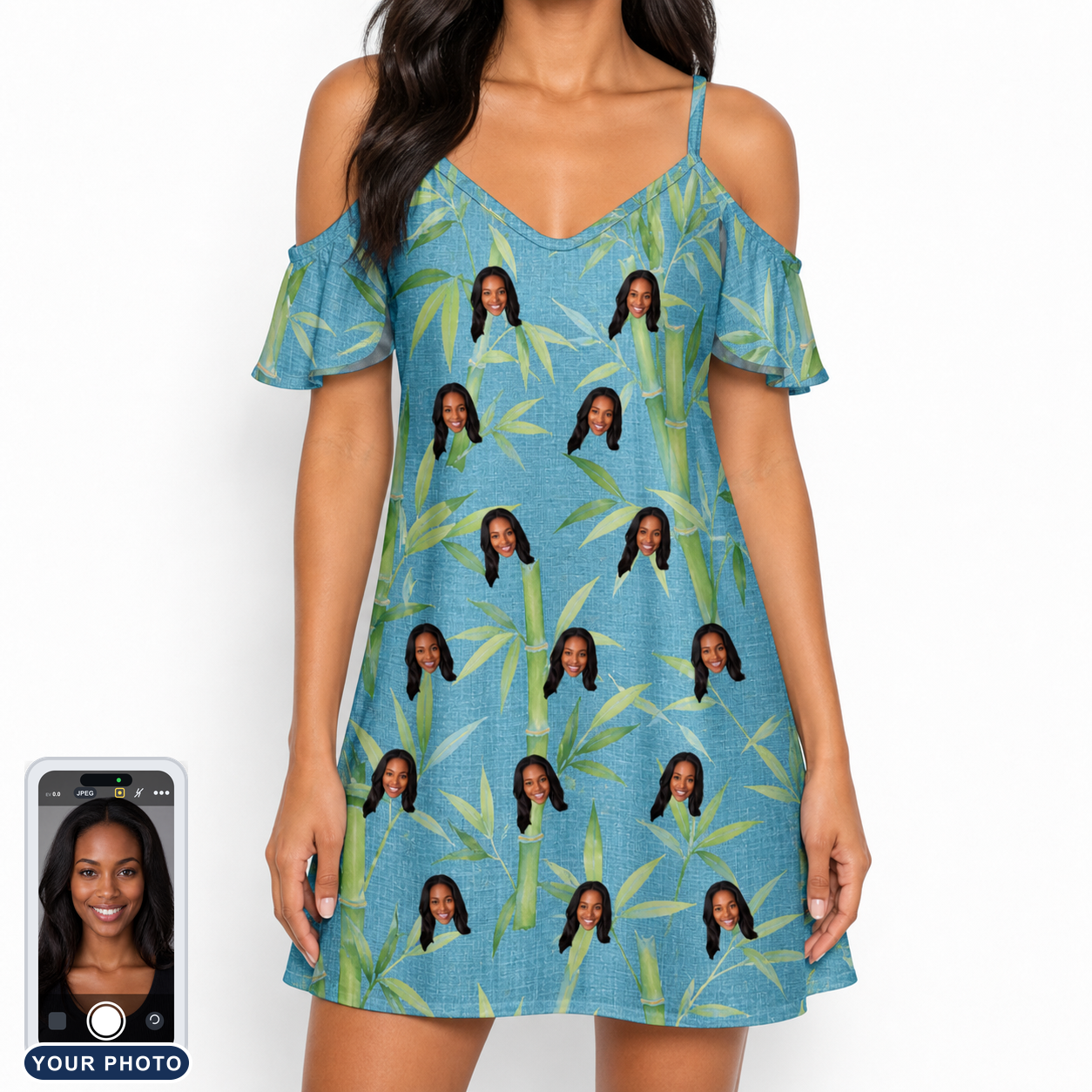 Women's Cane Cabaret Custom Face Off-Shoulder Dress
