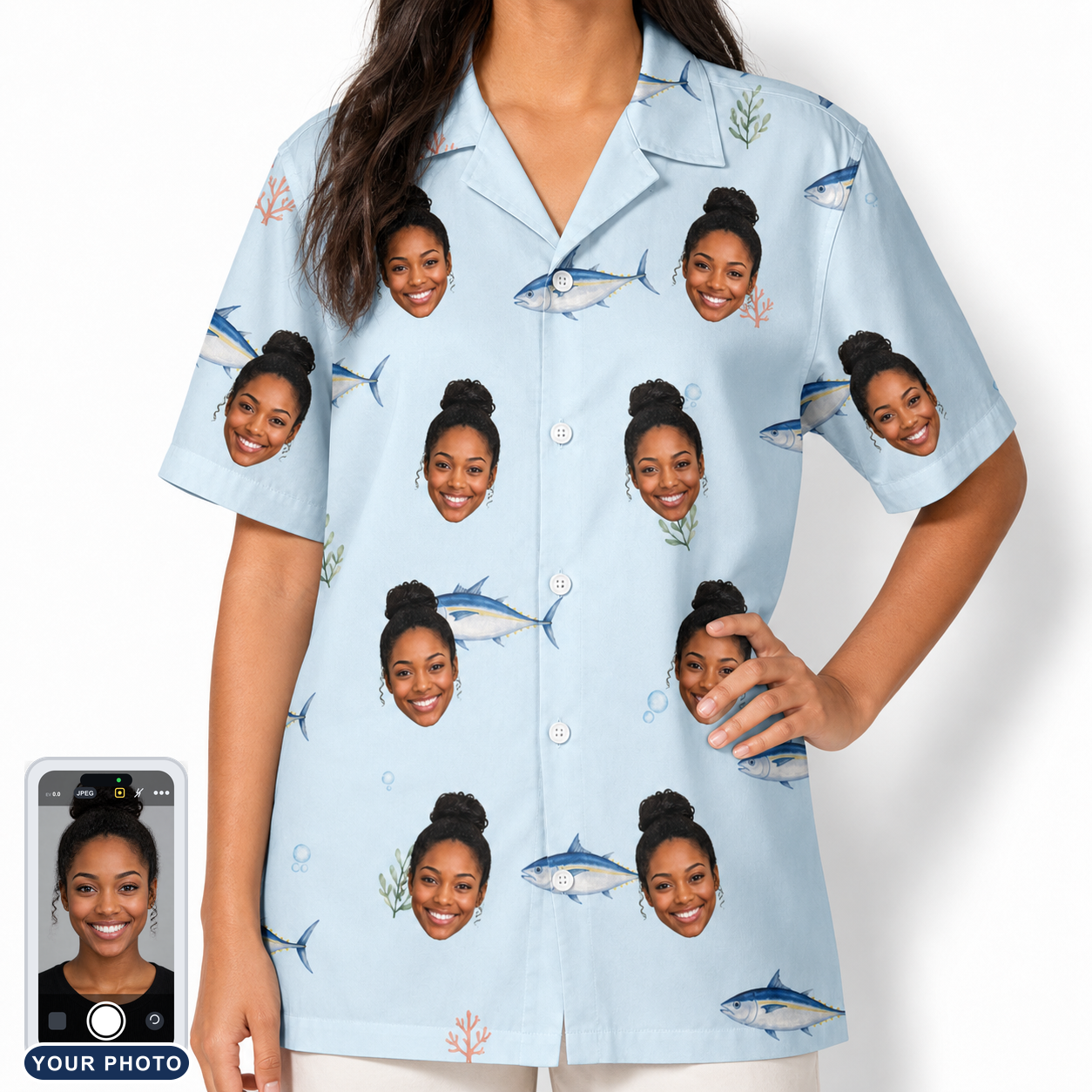 Women's Pelagic Prowess Custom Face Hawaiian Shirt