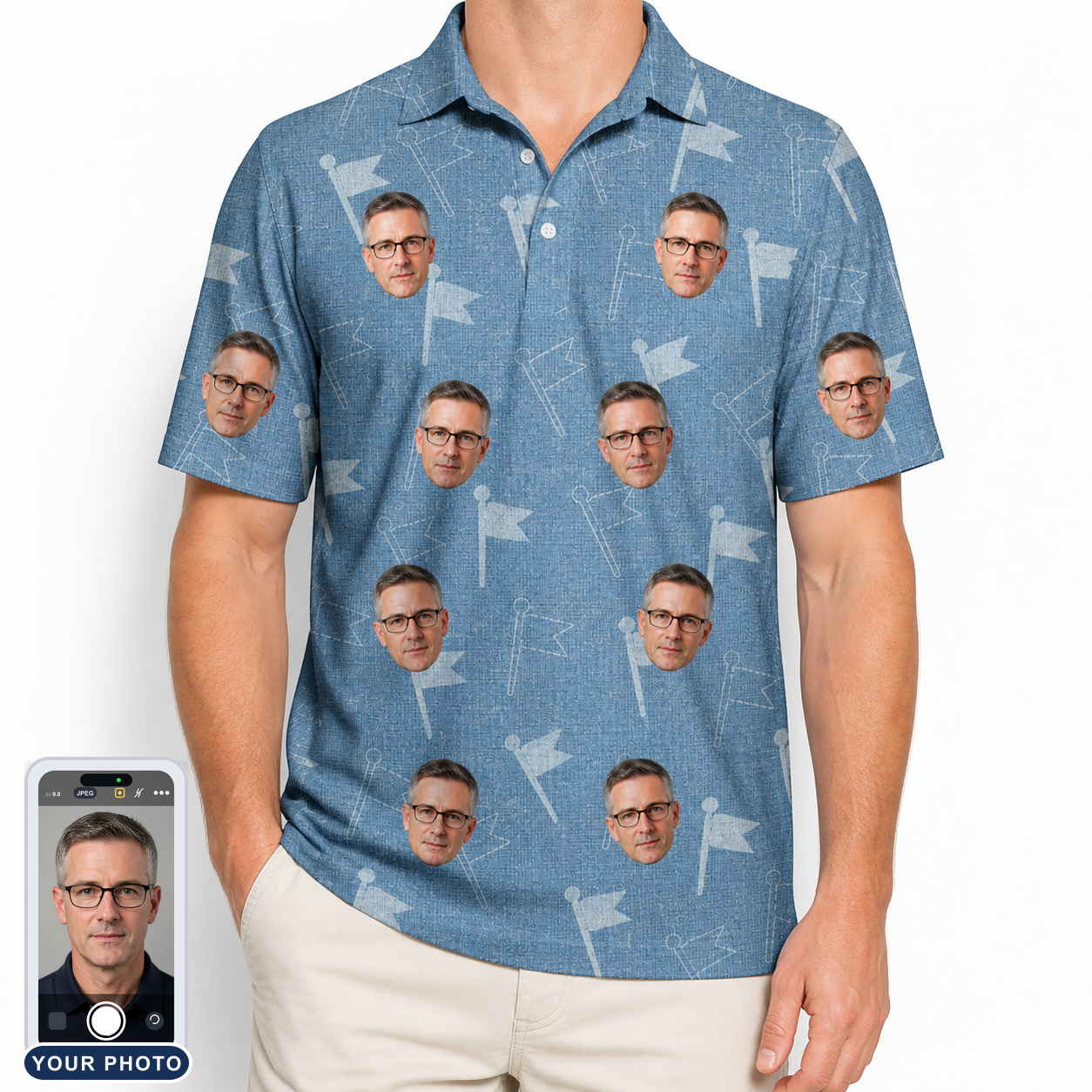 Men's Bunker Badges Custom Face Polo Shirt