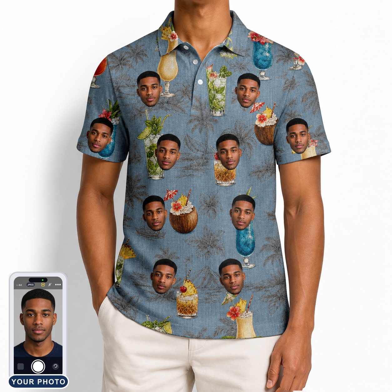 Men's Agave Affair Custom Face Polo Shirt