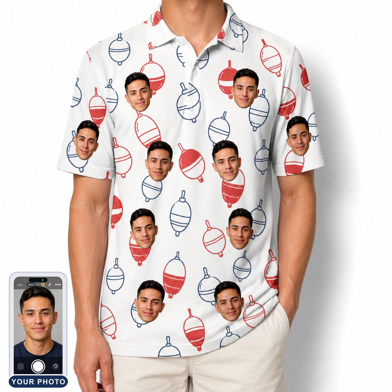 Men's Bobber Bop Custom Face Polo Shirt