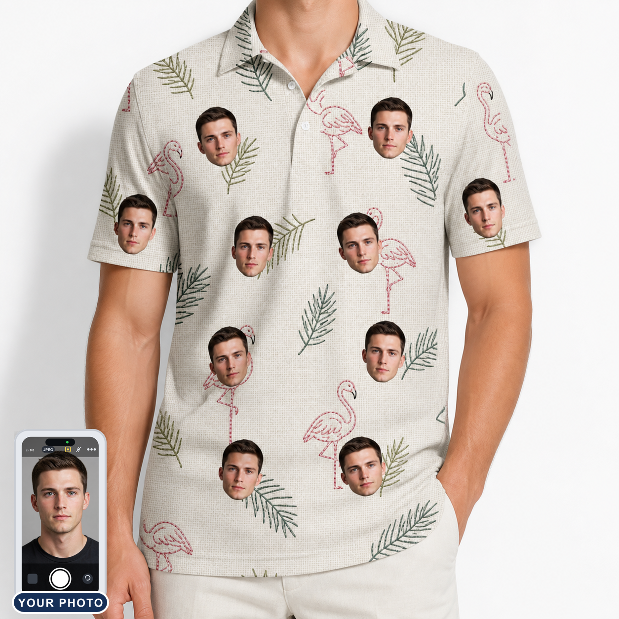Men's Tropical Tippytoes Custom Face Polo Shirt