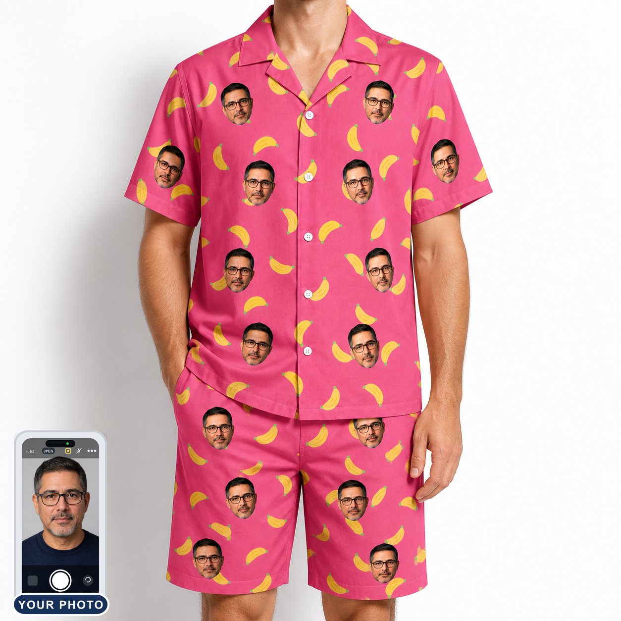 Men's Banana Bonanza Custom Face Shirt & Shorts Set