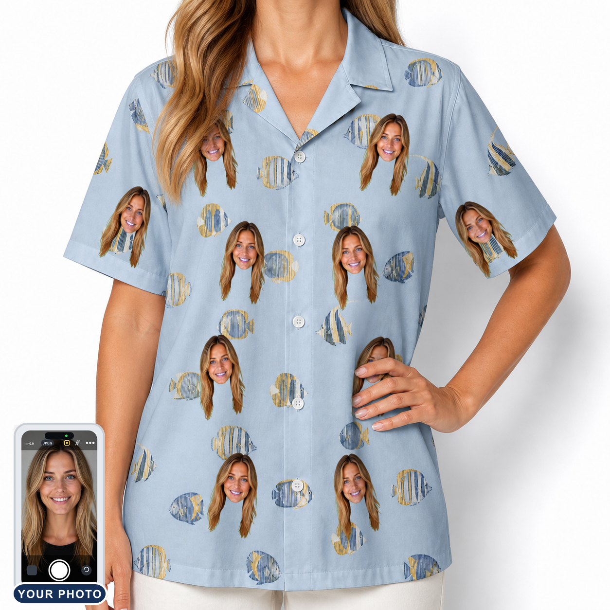 Women's Aquatic Antics Custom Face Hawaiian Shirt