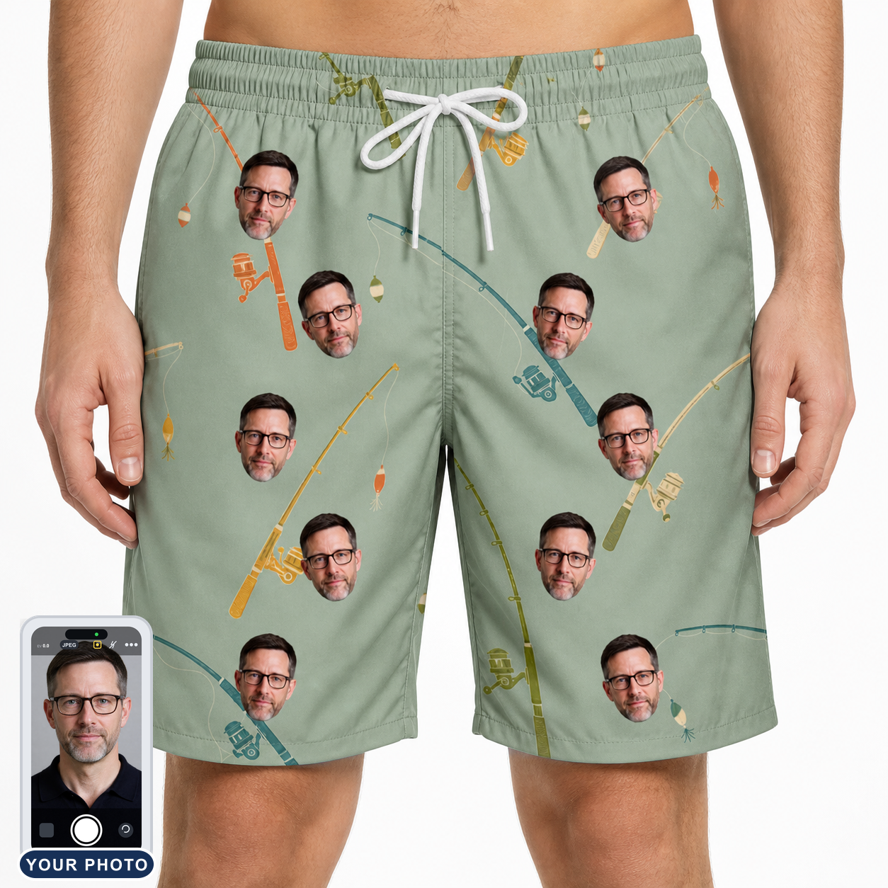 Men's Pole Position Custom Face Beach Shorts
