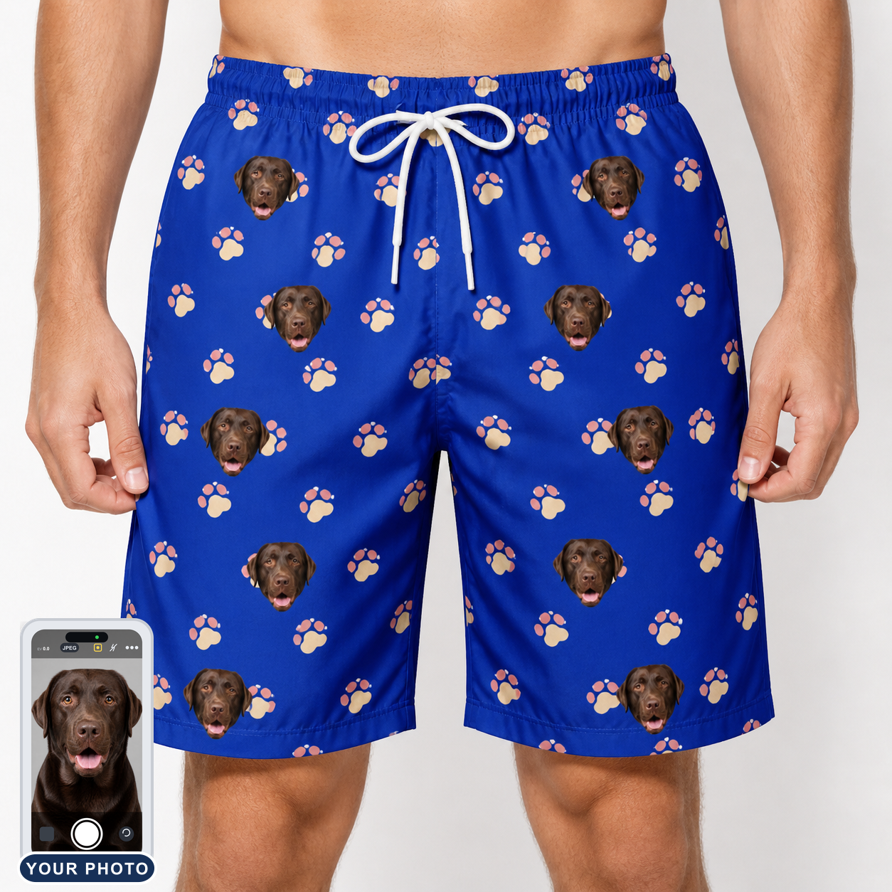 Men's Canine Confetti Custom Dog Face Beach Shorts