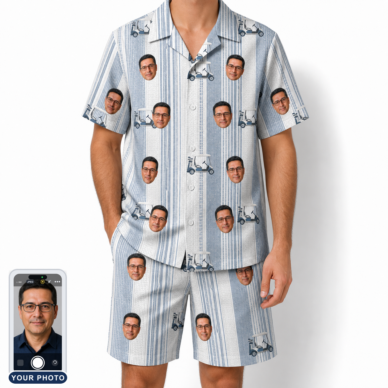 Men's Foreward Motion Custom Face Shirt & Shorts Set