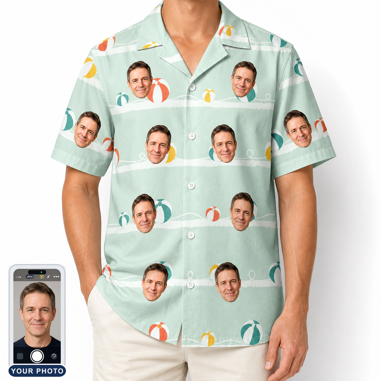 Men's Beach Ballad Custom Face Hawaiian Shirt