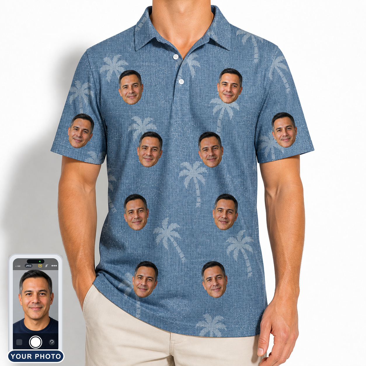 Men's Midcentury Mirage Custom Face Polo Shirt