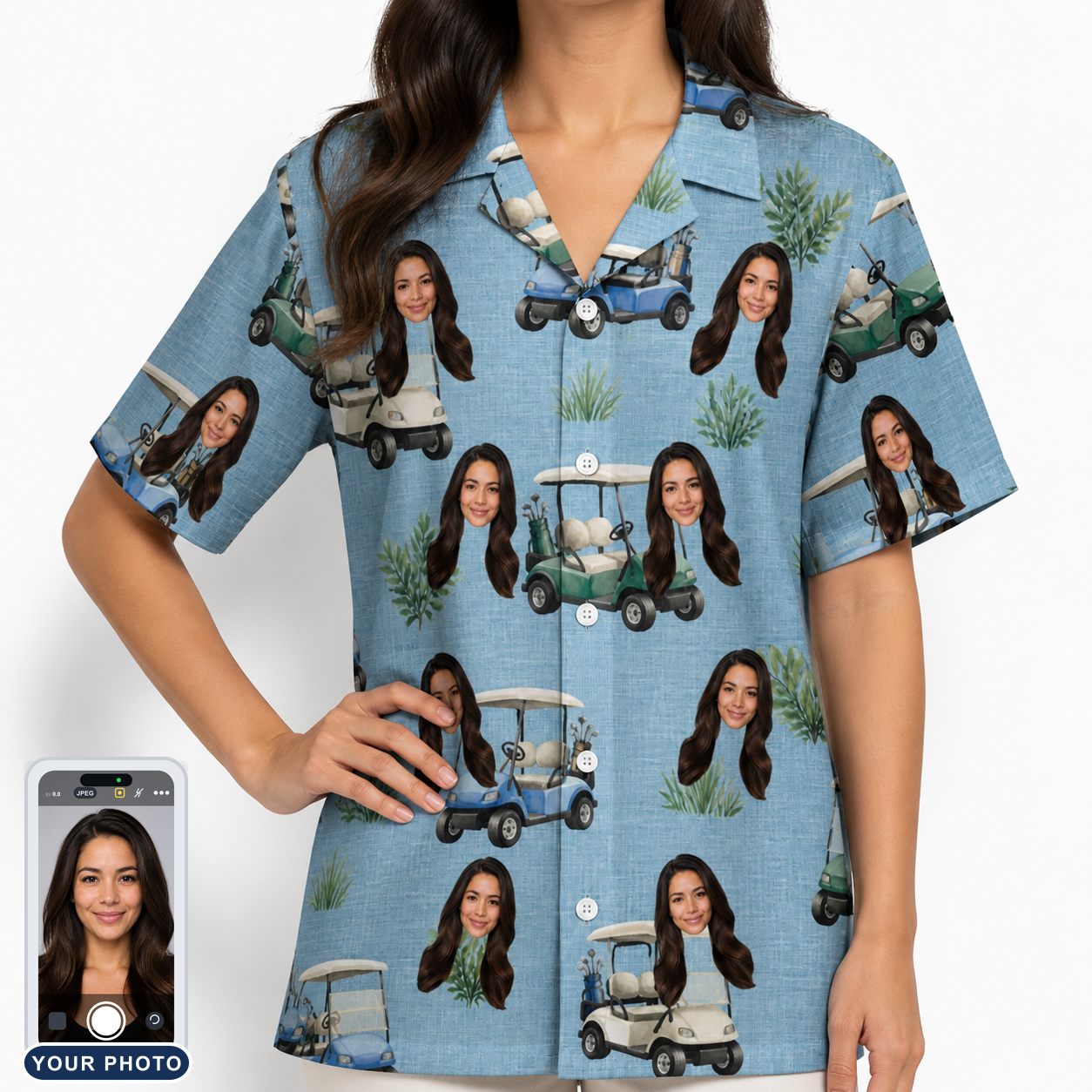 Women's Cart Blanche Custom Face Hawaiian Shirt
