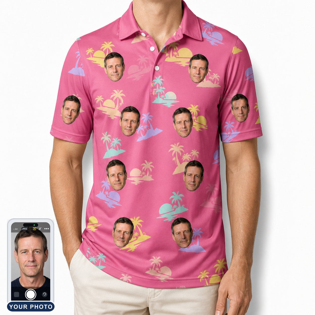 Men's Heatwave Hacienda Custom Face Polo Shirt