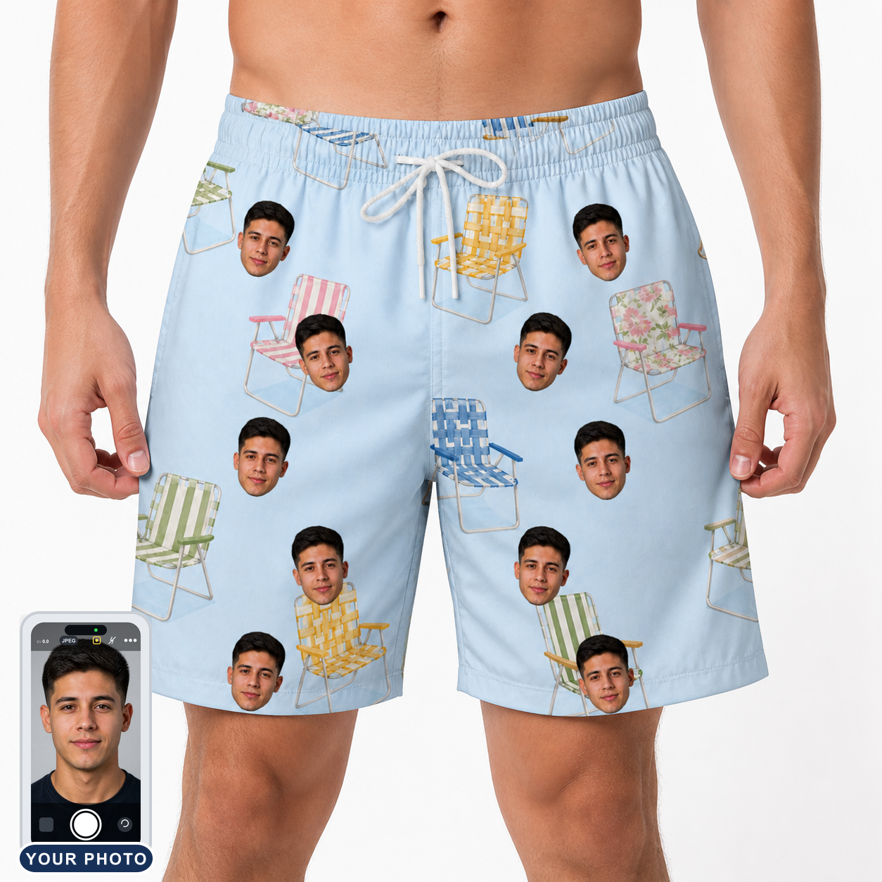 Men's Folded Fellowship Custom Face Beach Shorts