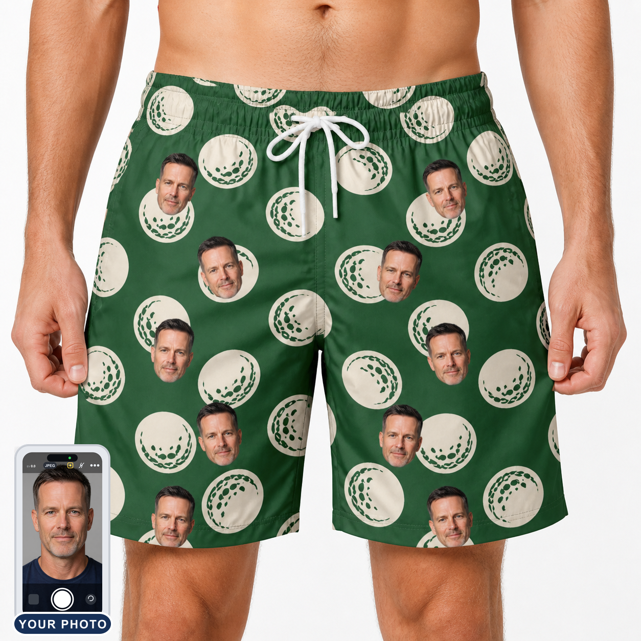 Men's Birdie Bouncers Custom Face Beach Shorts
