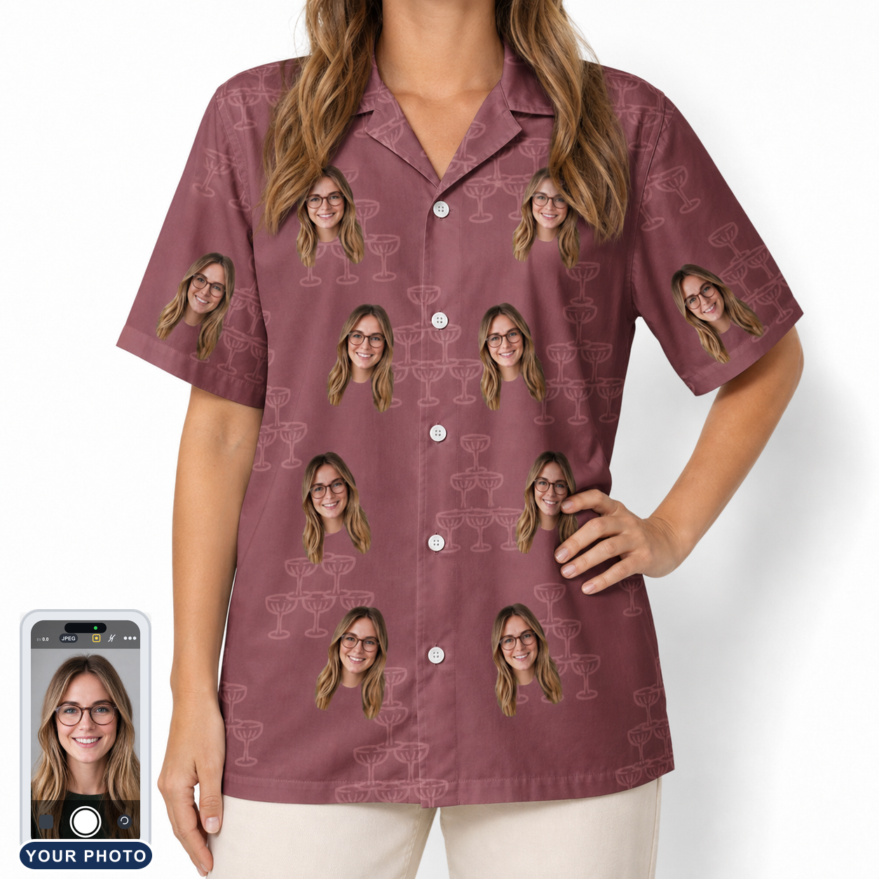 Women's Marrytime Mimosas Custom Face Hawaiian Shirt