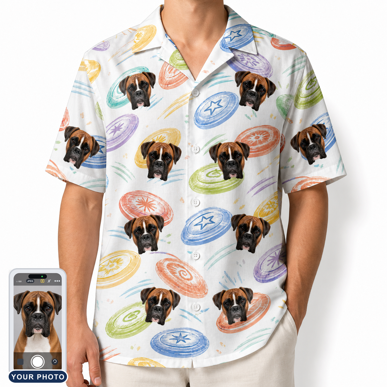Men's Disc Dogs Custom Dog Face Hawaiian Shirt