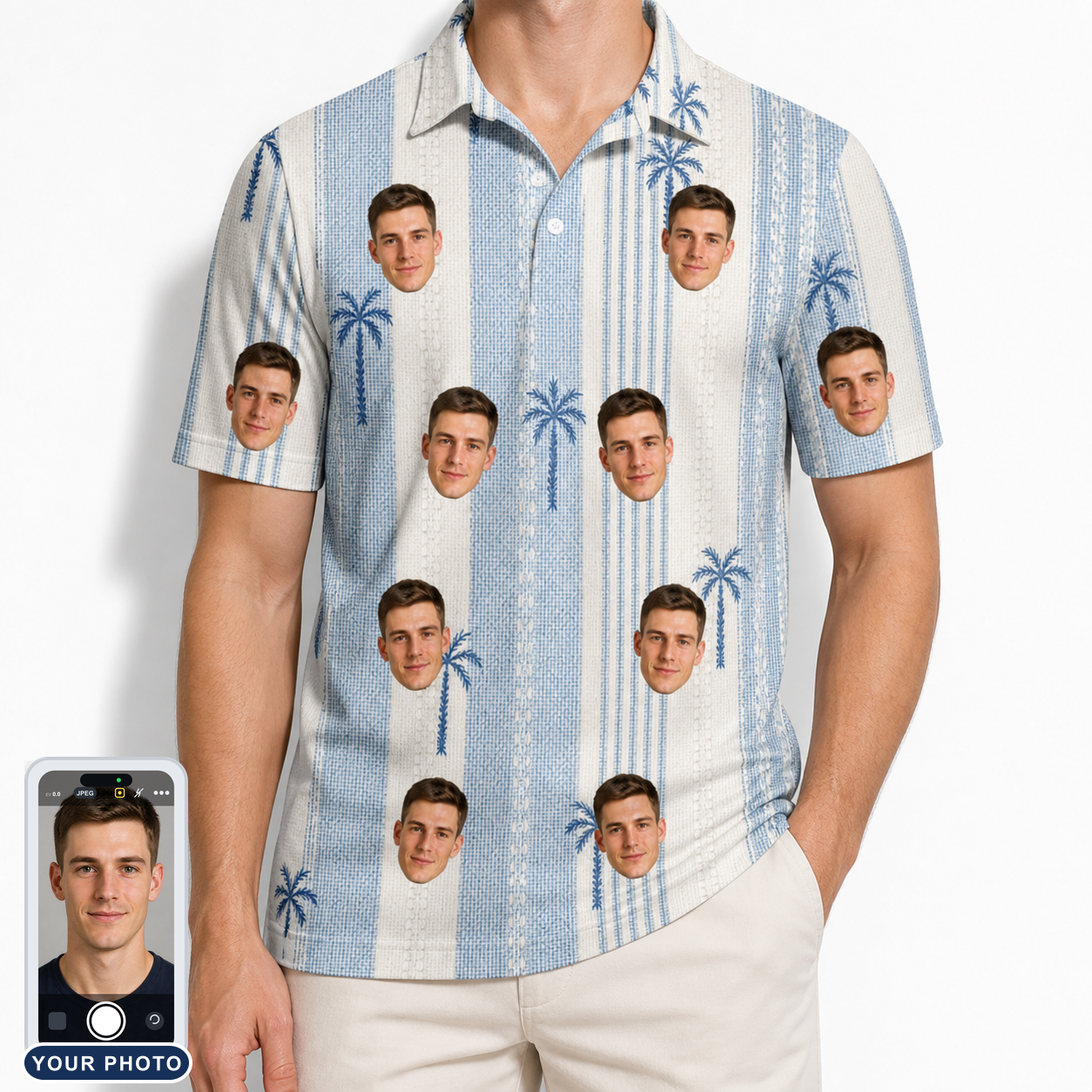 Men's Coconut Crew Custom Face Polo Shirt