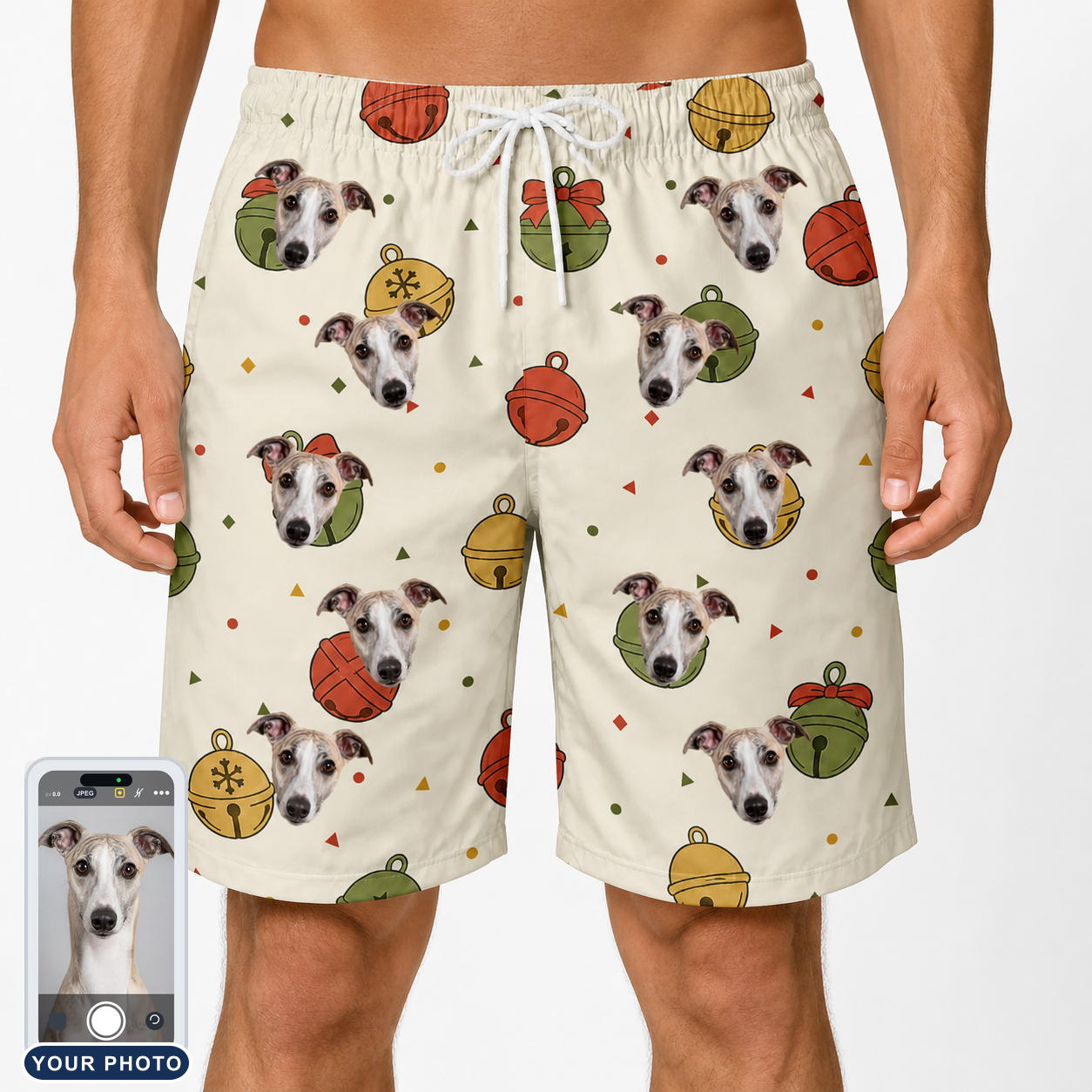 Men's Chime Charms Custom Dog Face Beach Shorts
