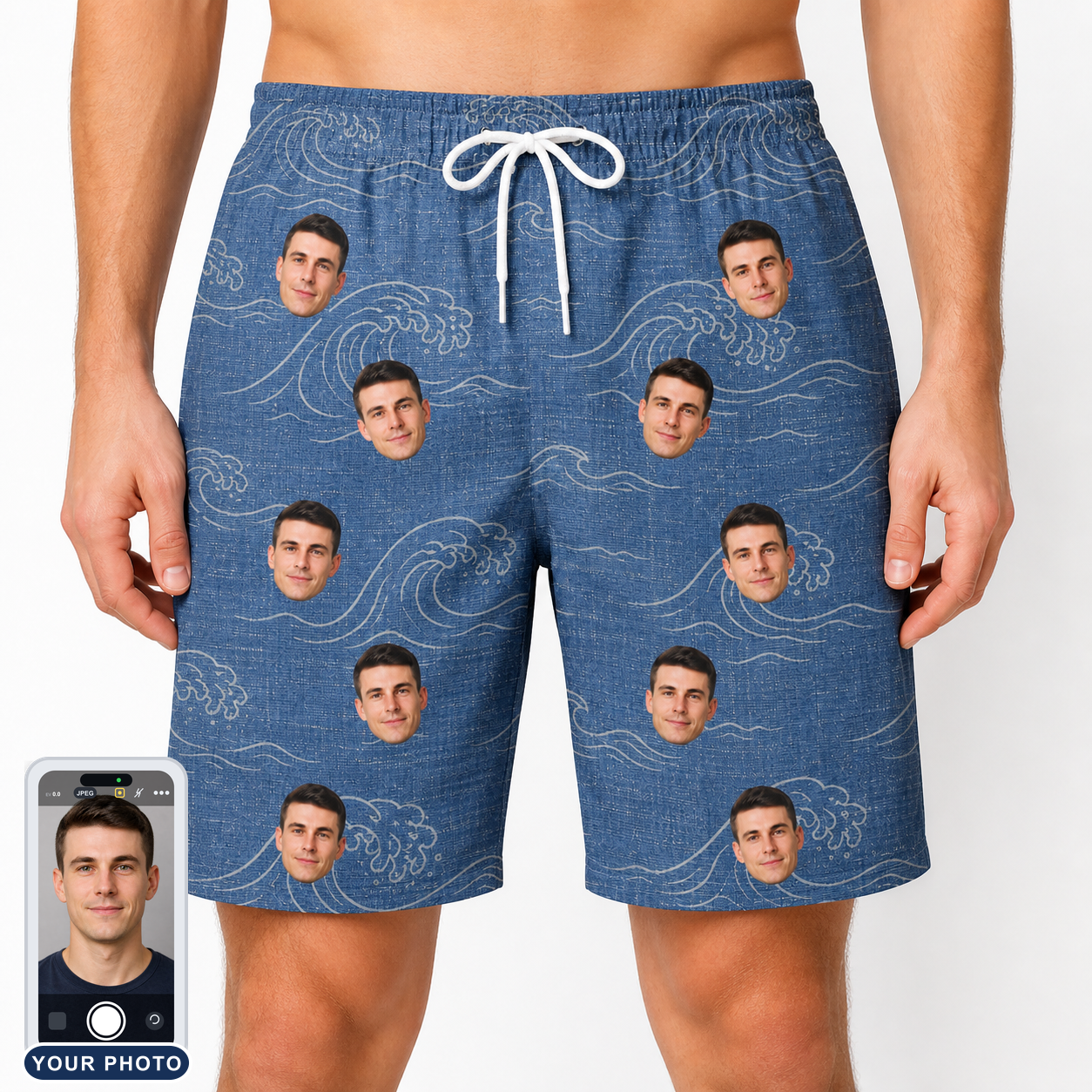 Men's Wave Wobble Custom Face Beach Shorts