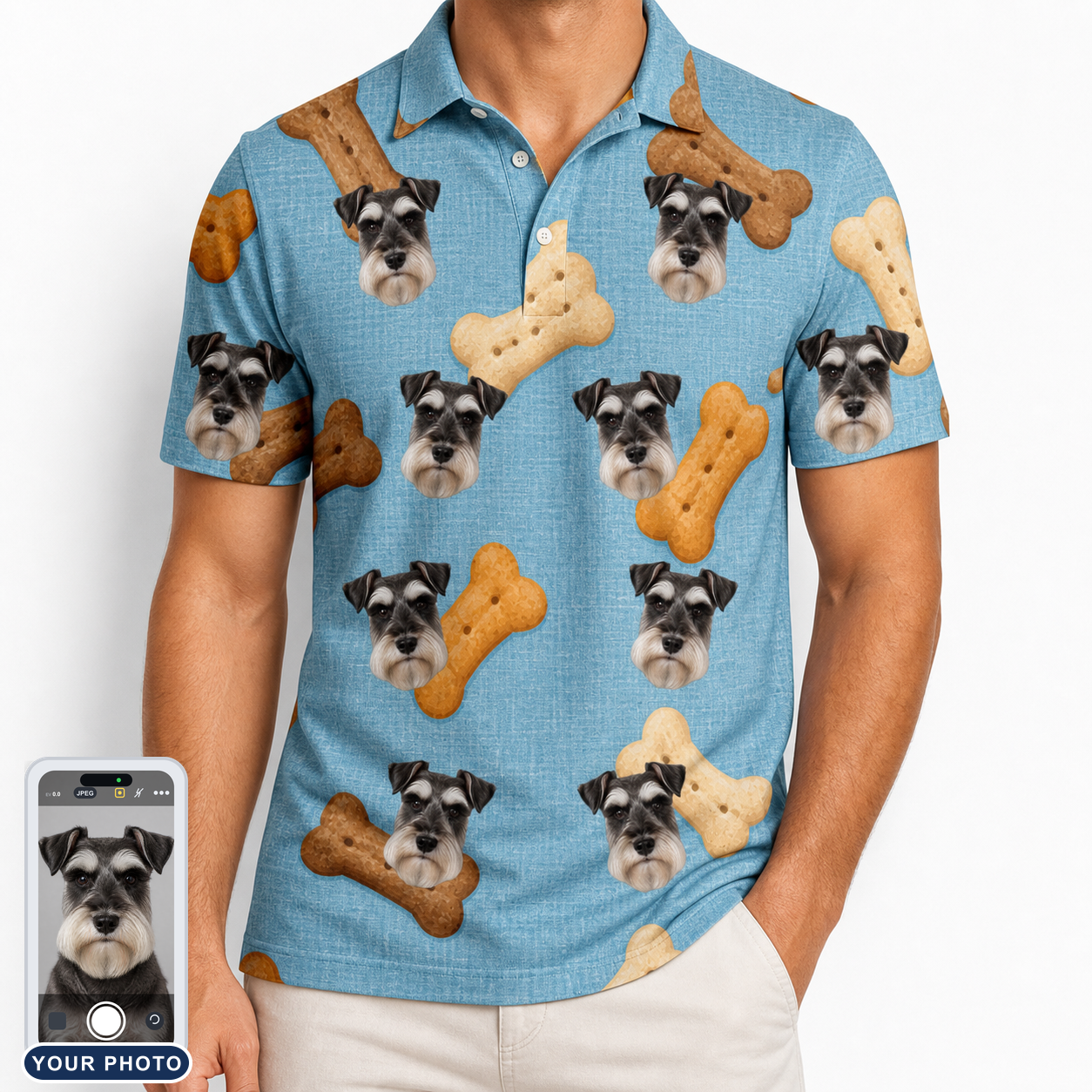 Men's Mutt Munchies Custom Dog Face Polo Shirt